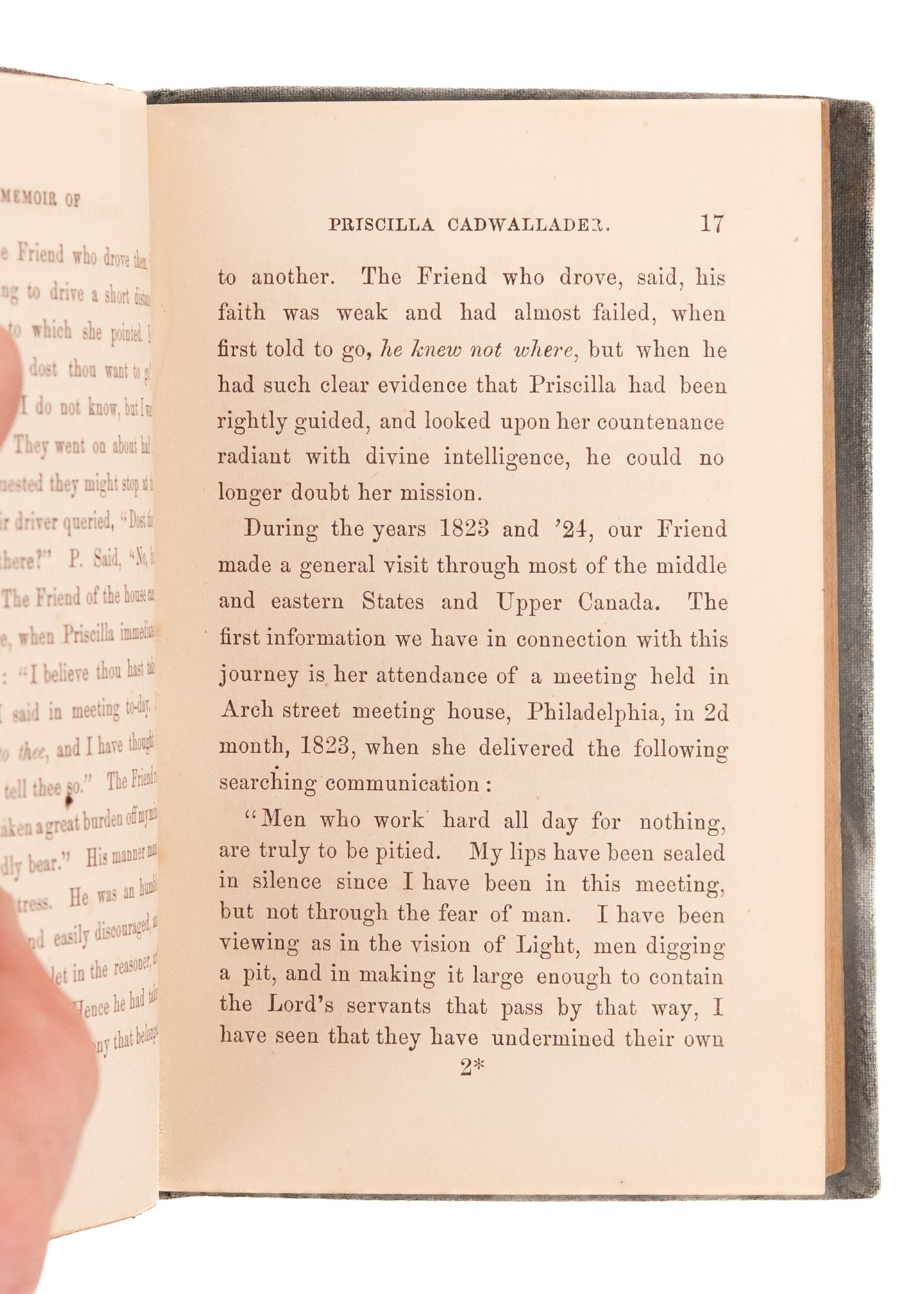 1864 PRISCILLA CADWALLADER. Abolitionist Female Quaker Preacher who Prophesied the Civil War.