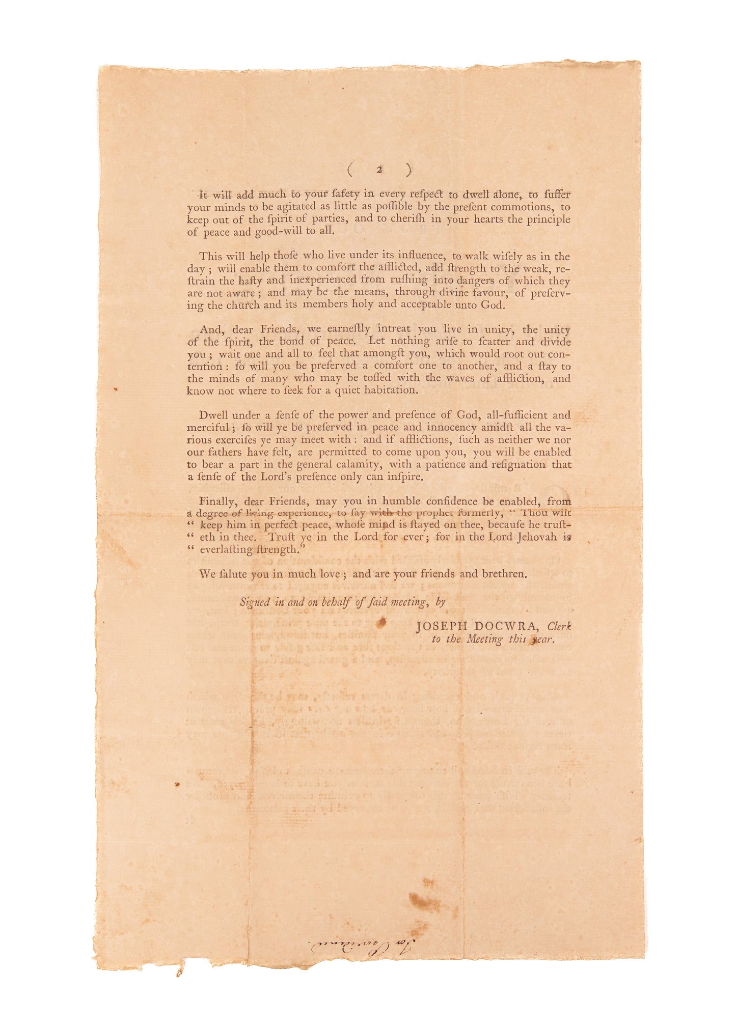 1775 BATTLE OF CONCORD. American Quakers Consoled and Counseled as American Revolution Begins.