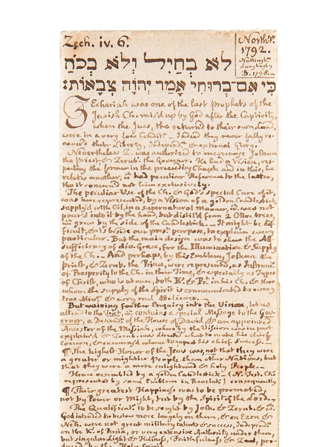 1792 JOHN RYLAND. MSs Sermon at Founding of the Baptist Missionary Society! William Carey Interest.