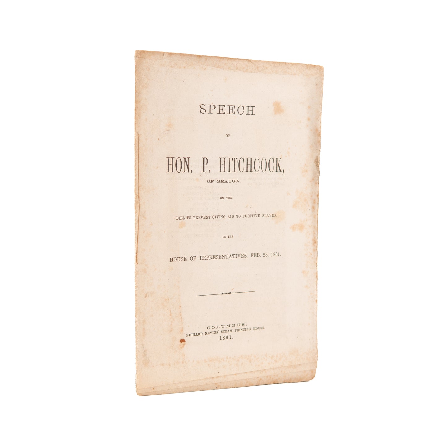 1861 FUGITIVE SLAVES. No Compromise with the South on the Issue of Fugitive Slavery.
