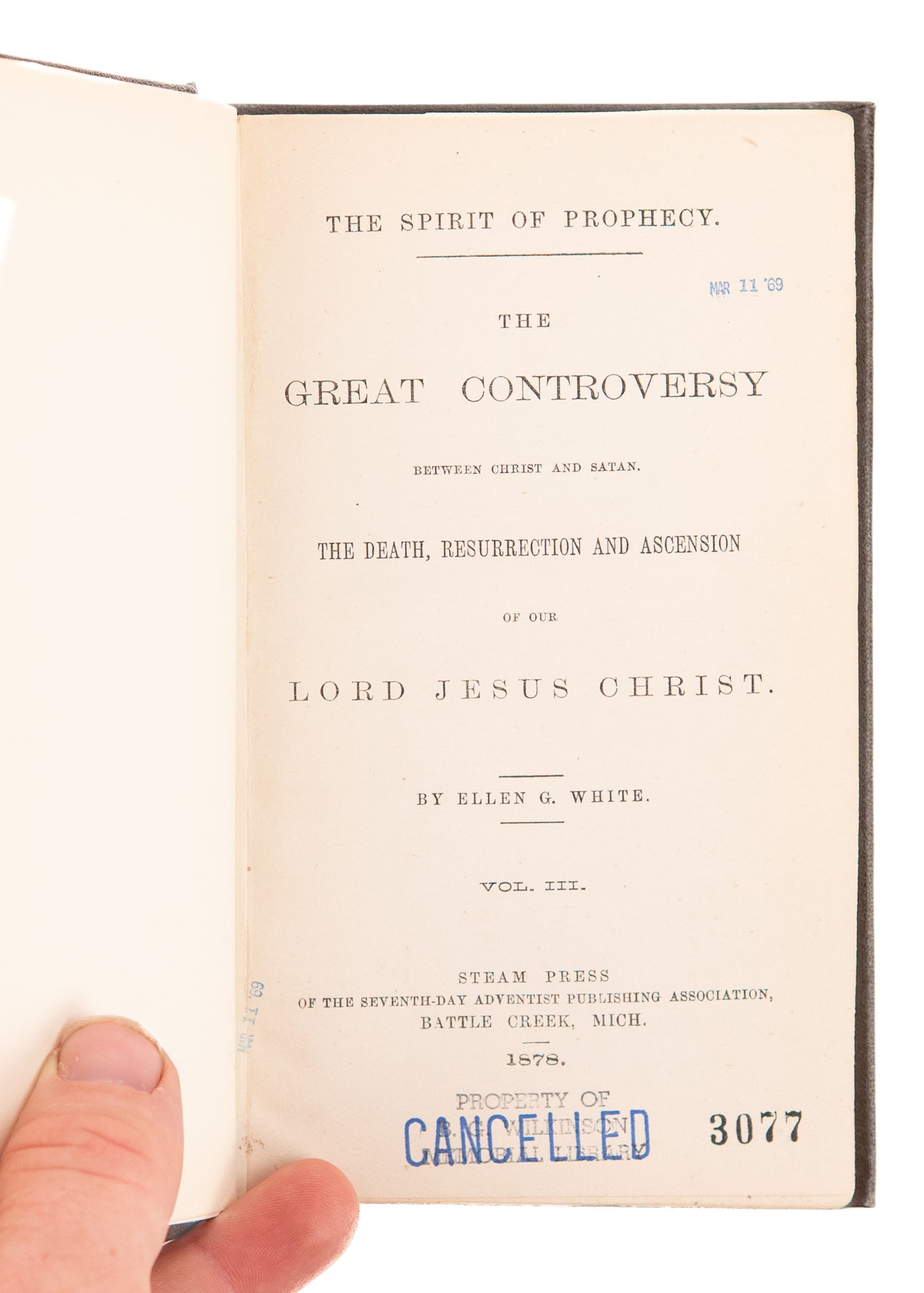 1870-1884 ELLEN G. WHITE. The Great Controversy. First Editions Owned by Adventist Pioneer, George King.