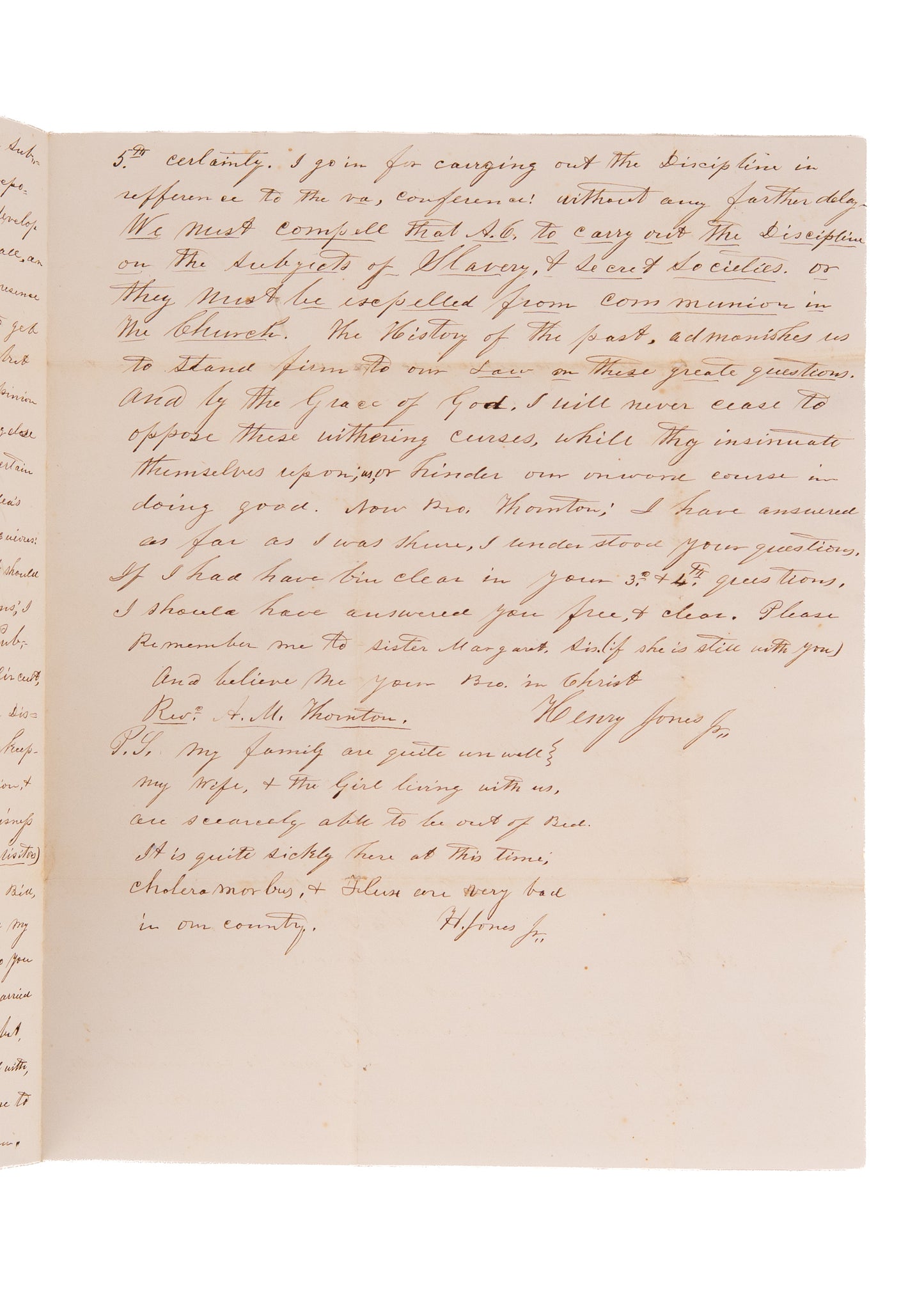 1852 ANTI-SLAVERY METHODISTS. Slavery Compromising Virginia Methodists Threatened with Expulsion.