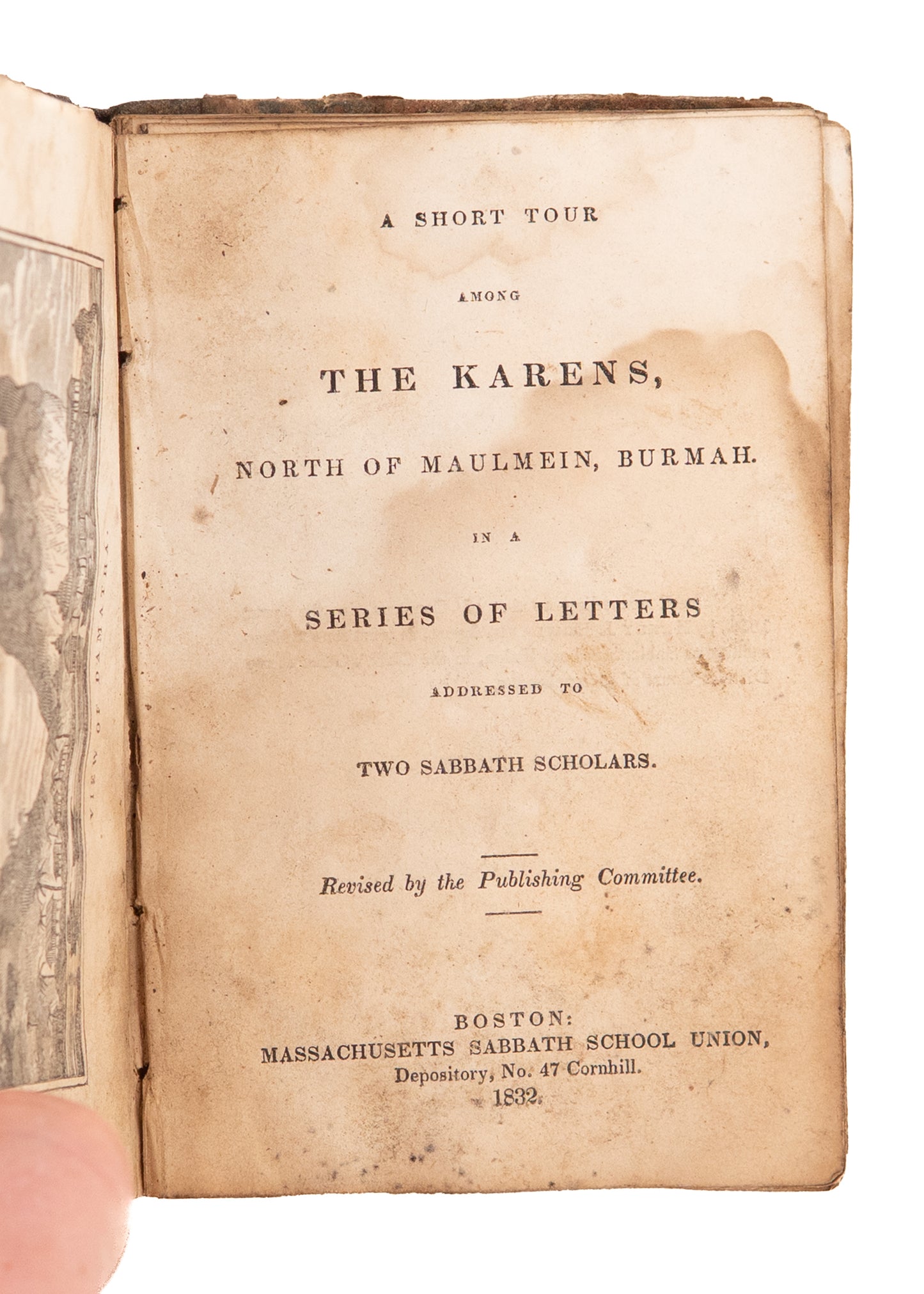 1832 ANONYMOUS. A Short Tour Among the Karens. Adoniram Judson & Early Burman Missions.