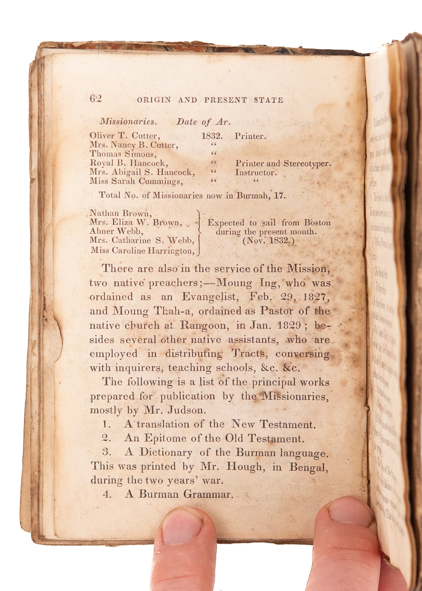 1832 ANONYMOUS. A Short Tour Among the Karens. Adoniram Judson & Early Burman Missions.