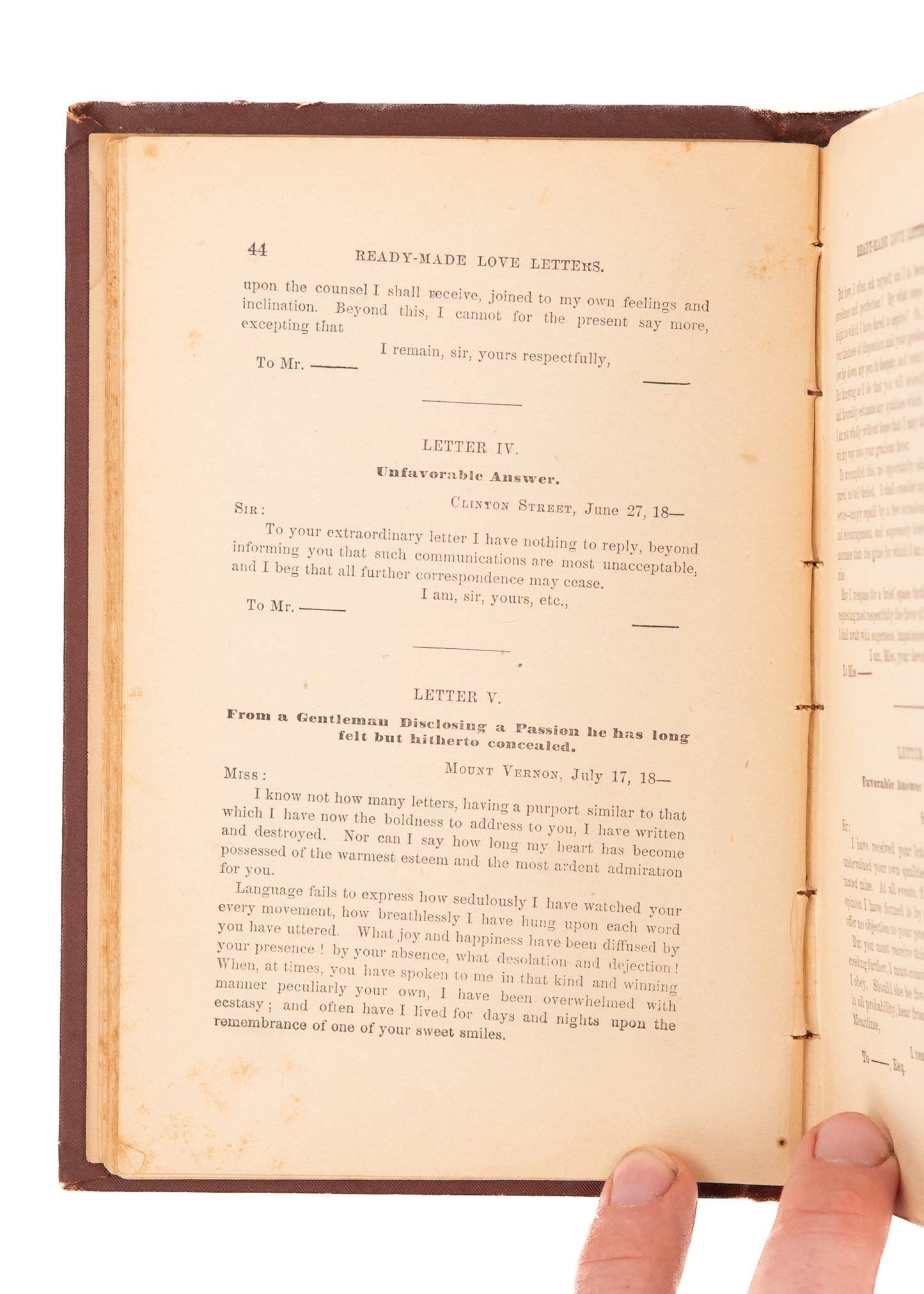 1873 RARE DEWITT PRESS. Webster's Ready-Made Love Letters. Victorian Models of Idealized Love.