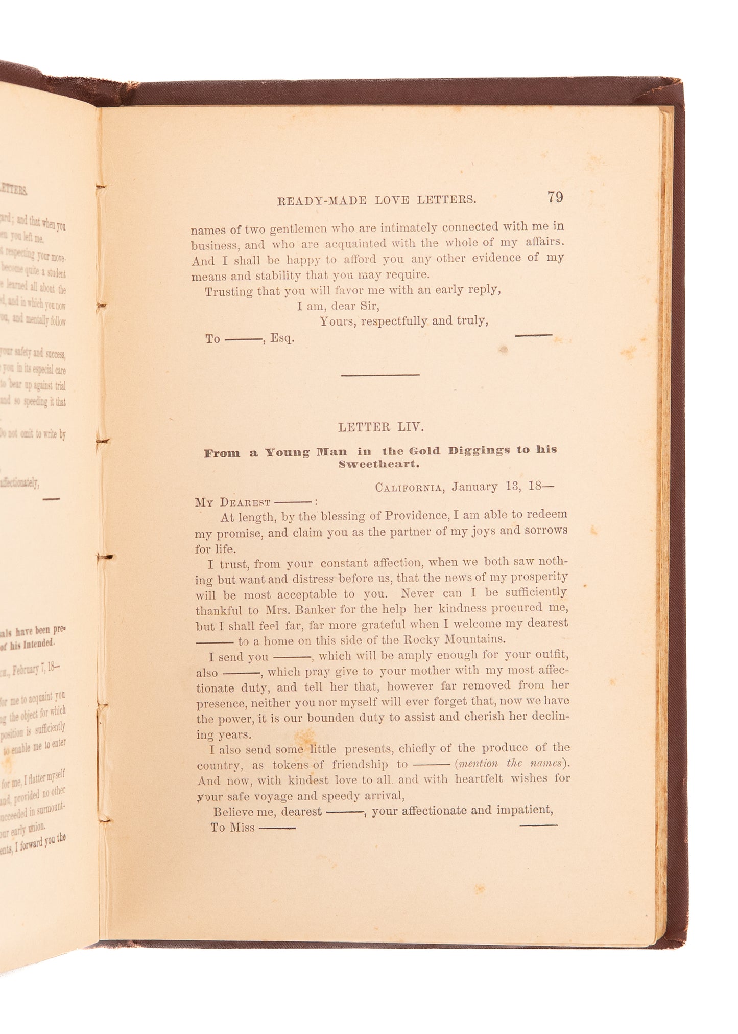 1873 RARE DEWITT PRESS. Webster's Ready-Made Love Letters. Victorian Models of Idealized Love.