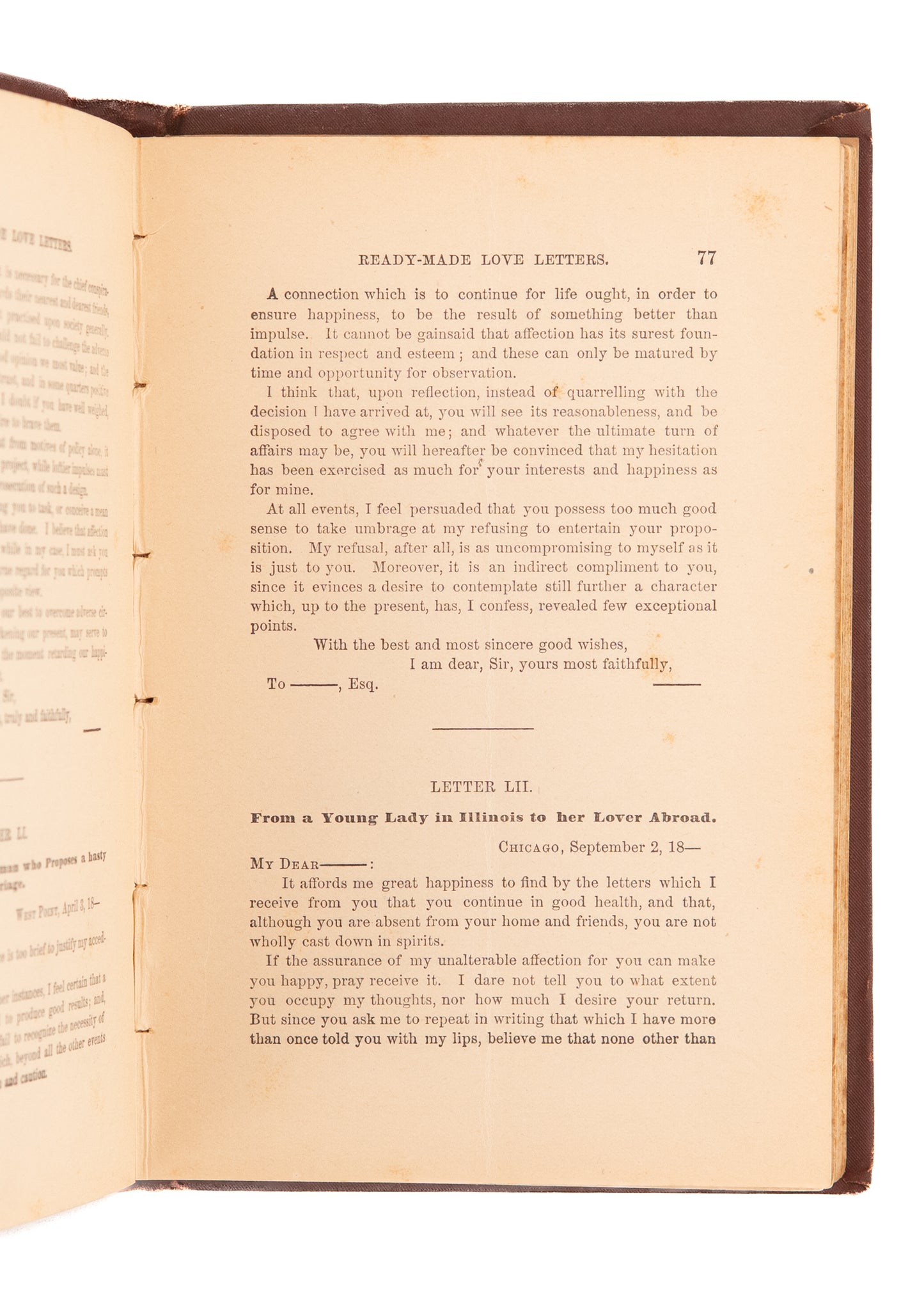 1873 RARE DEWITT PRESS. Webster's Ready-Made Love Letters. Victorian Models of Idealized Love.