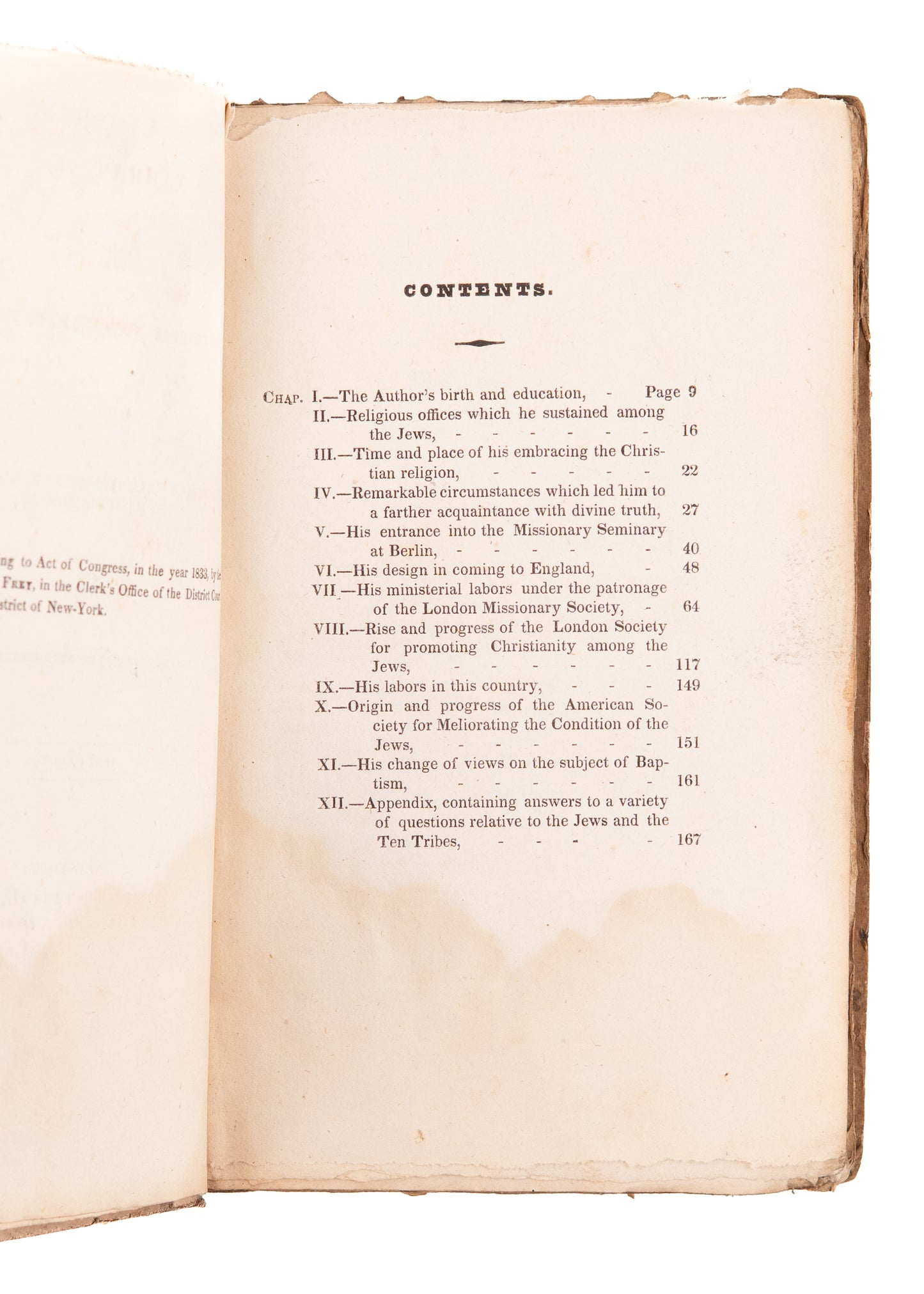 1833 JOSEPH SAMUEL C. F. FREY. Narrative of the Early Christian Missions among the Jews - Prophecy.