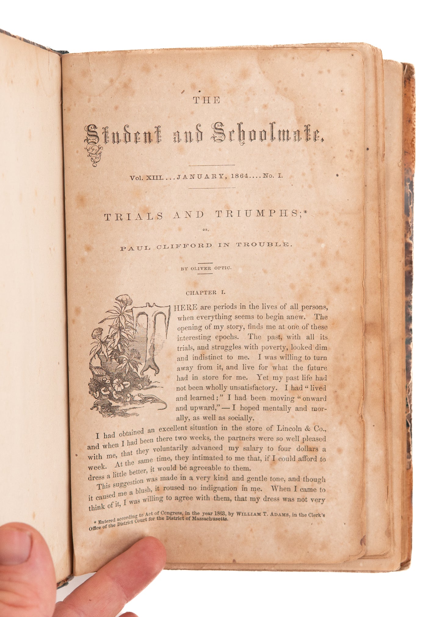 1864 STUDENT AND SCHOOLMATE. Superb Civil War Periodical for the Young. Extensive War & Slavery Content.