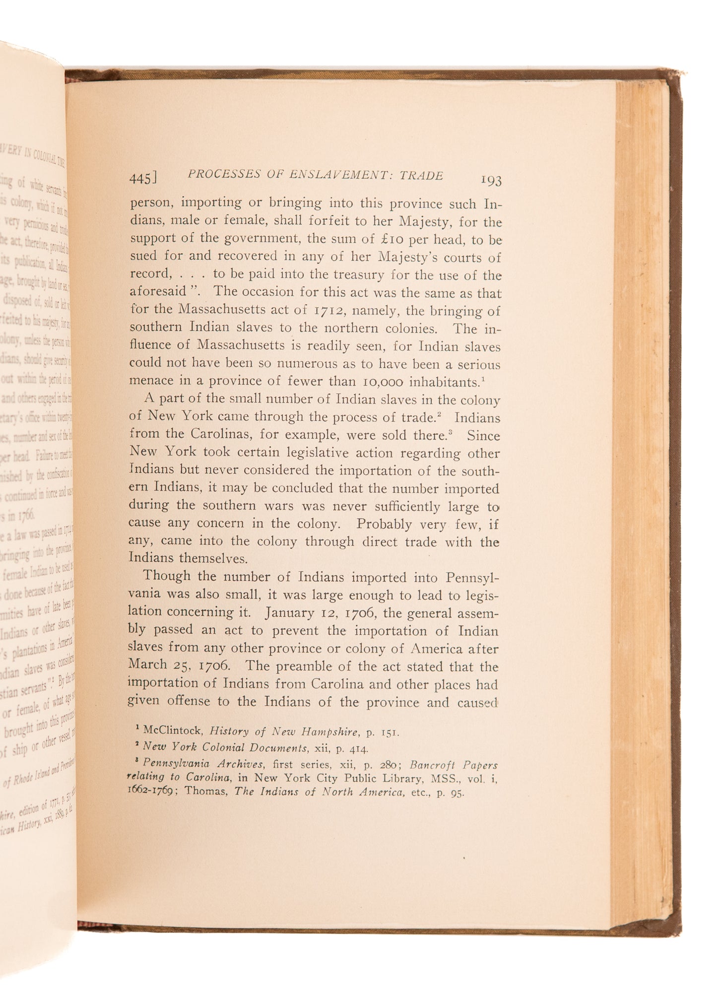1913 A. W. LAUBER. Indian Slavery in Colonial Times. First In-Depth Study of Native American Enslavement.