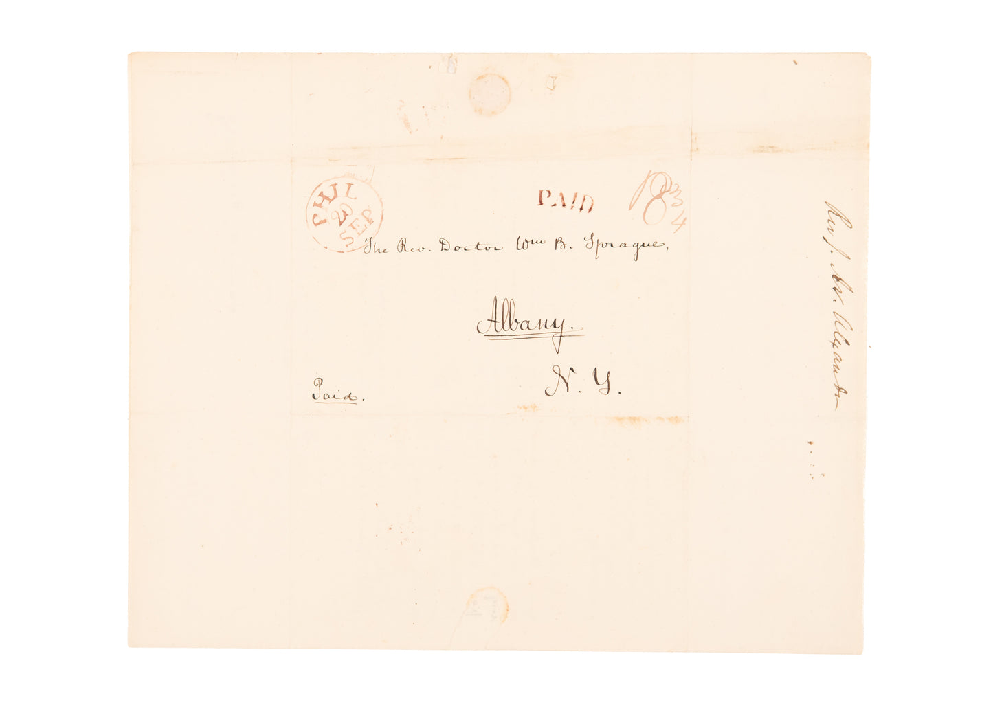 1833 J. W. ALEXANDER. Writes to W. B. Sprague Re: Presbyterian Magazine - Asahel Nettleton Revivals.