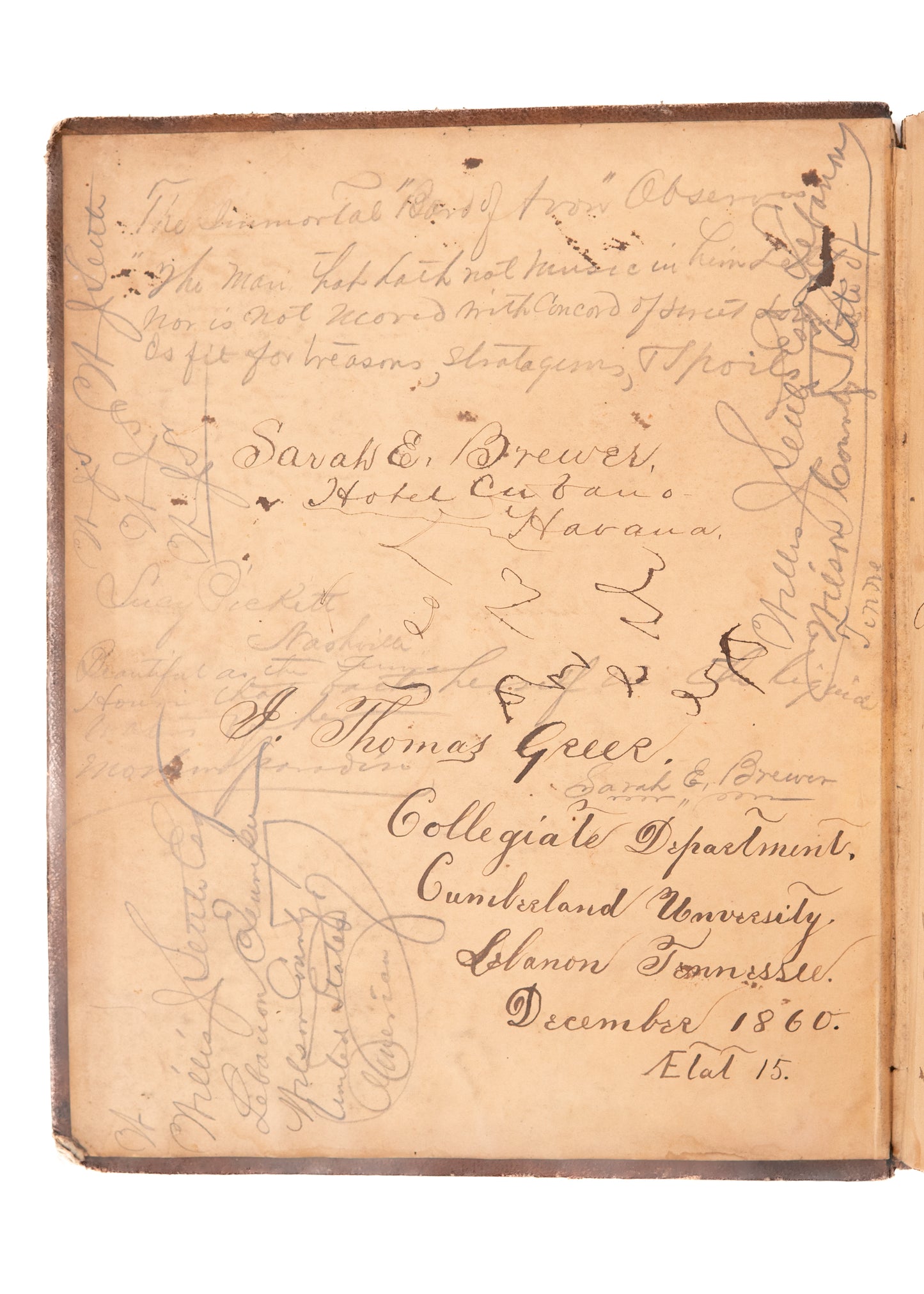 1863 TENNESSEE CONFEDERATE SOLDIER. Journal of A. G. Settle - Killed in Action in Georgia, 1863.