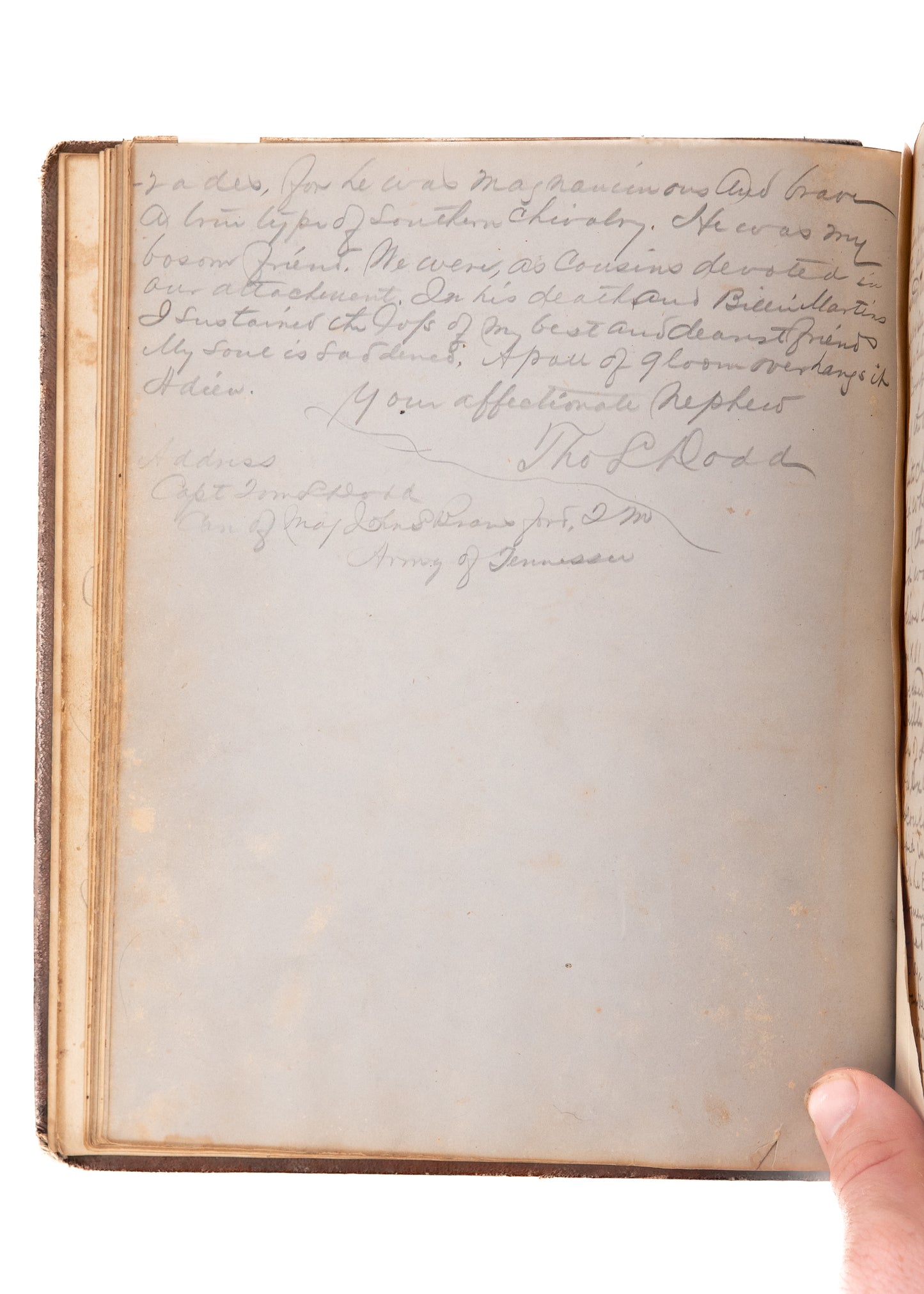 1863 TENNESSEE CONFEDERATE SOLDIER. Journal of A. G. Settle - Killed in Action in Georgia, 1863.