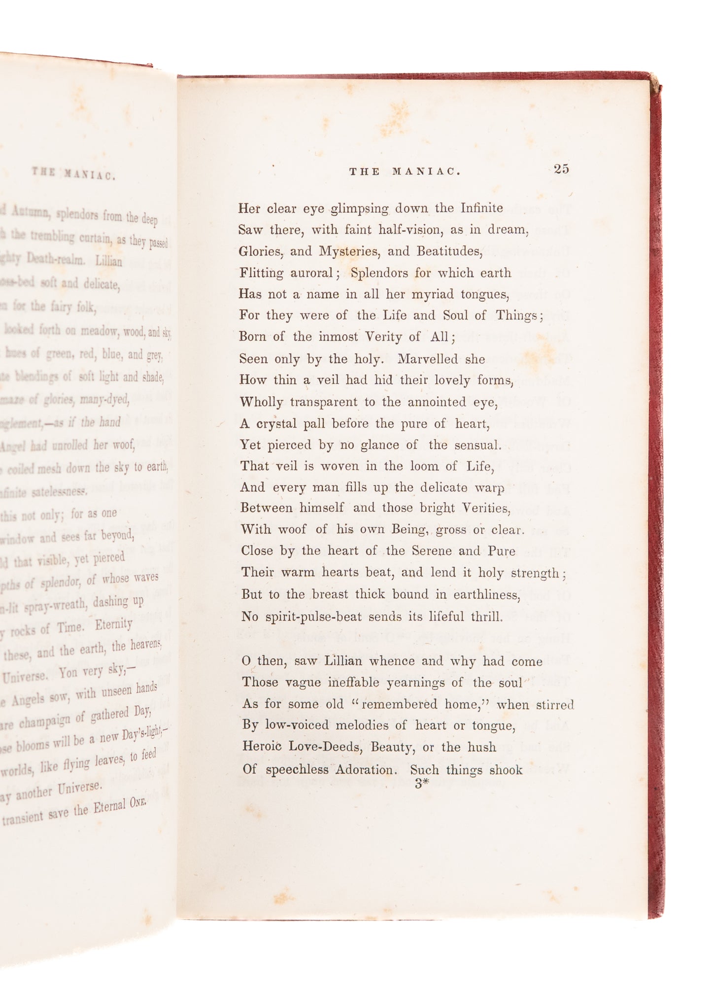 1849 GEORGE SHEPARD BURLEIGH. The Maniac and Other Poems on Slavery, Mental Illness, &c.