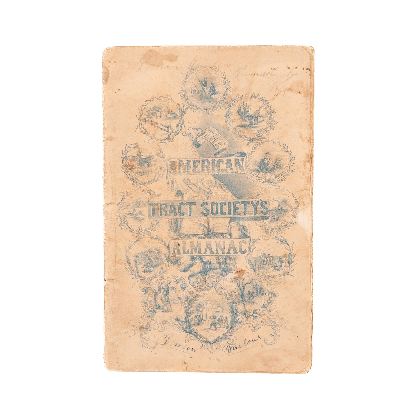 1863 CIVIL WAR - SLAVERY. American Tract Society Almanac - Used by Soldiers. Excellent Content.