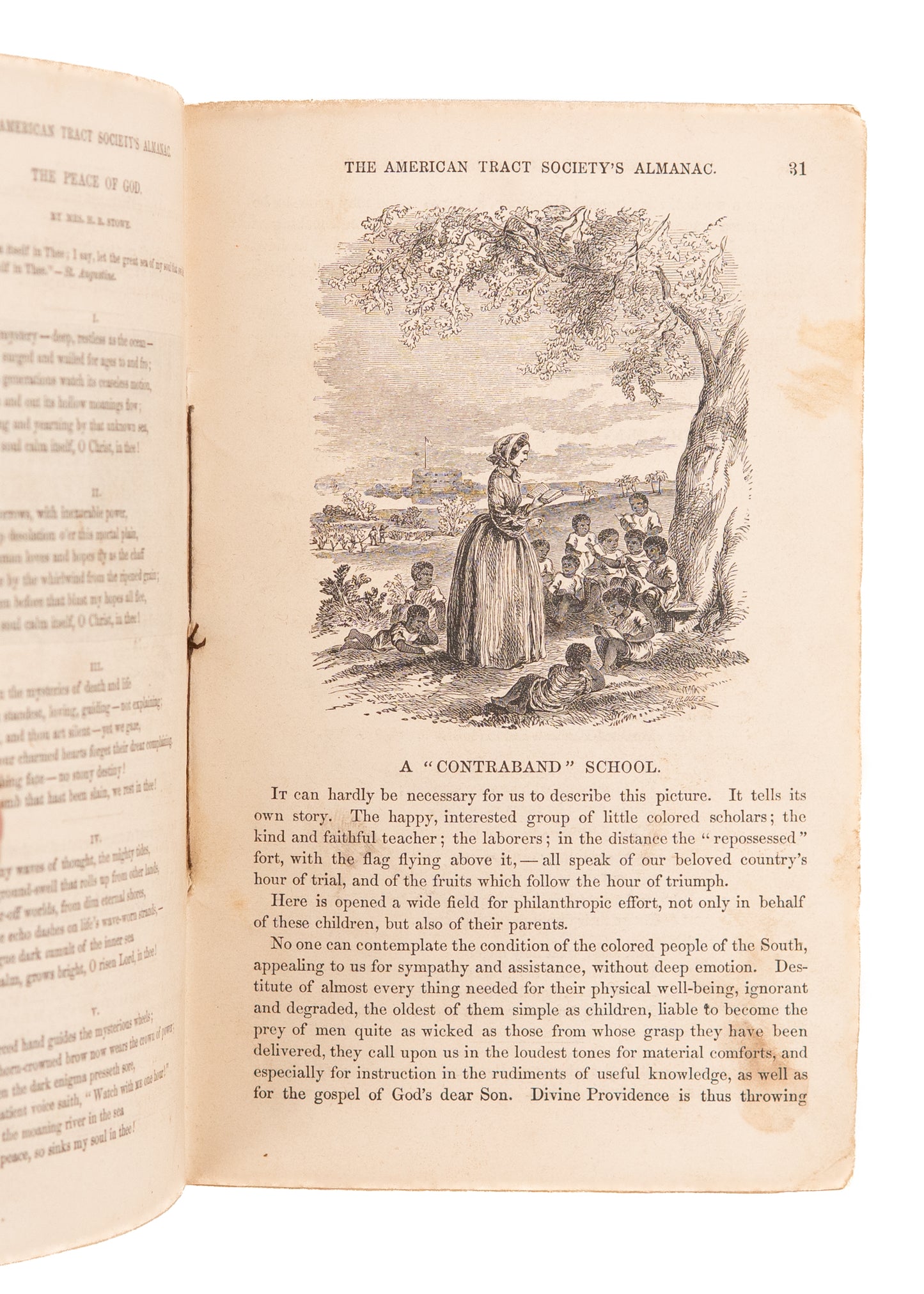 1863 CIVIL WAR - SLAVERY. American Tract Society Almanac - Used by Soldiers. Excellent Content.
