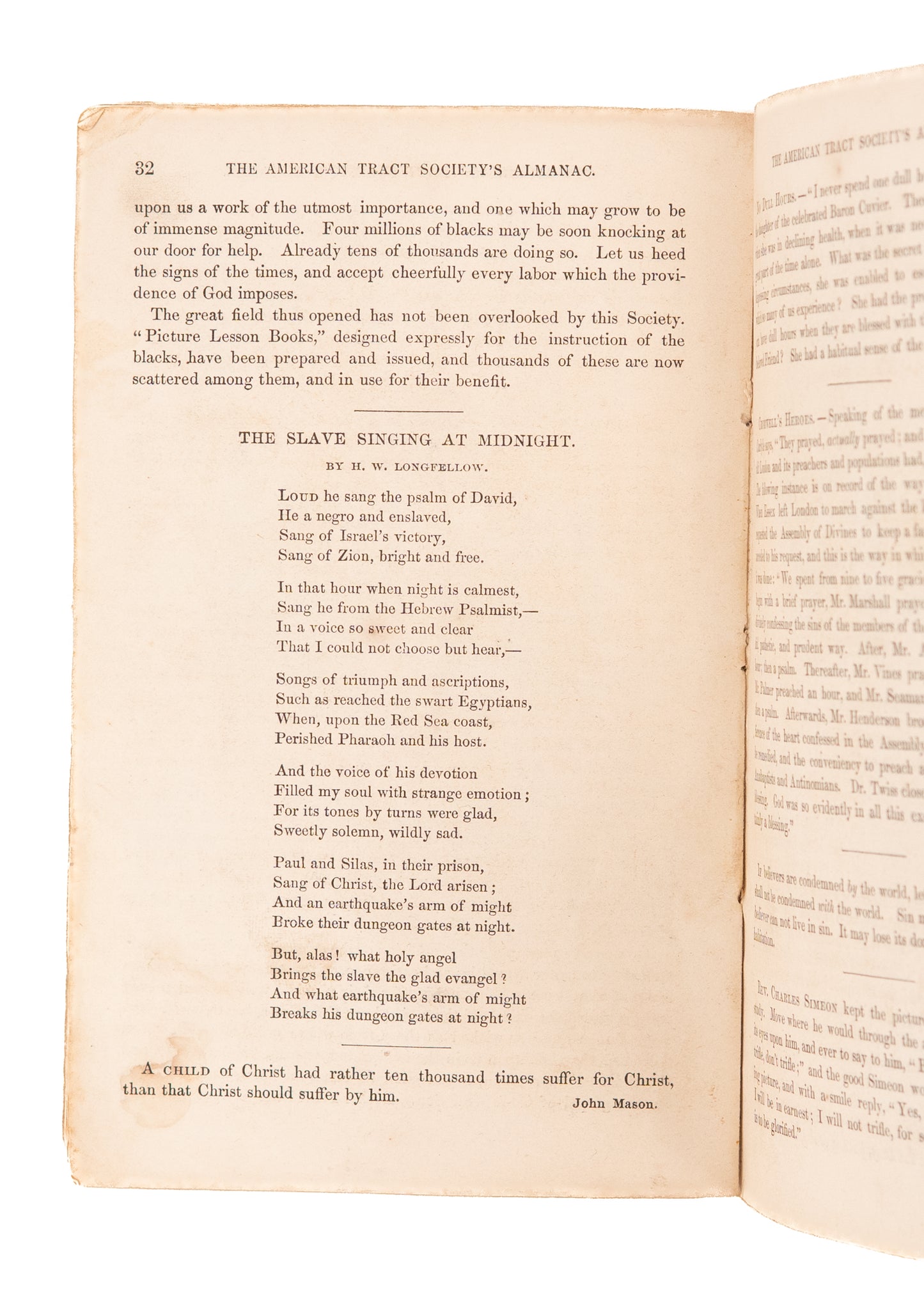 1863 CIVIL WAR - SLAVERY. American Tract Society Almanac - Used by Soldiers. Excellent Content.