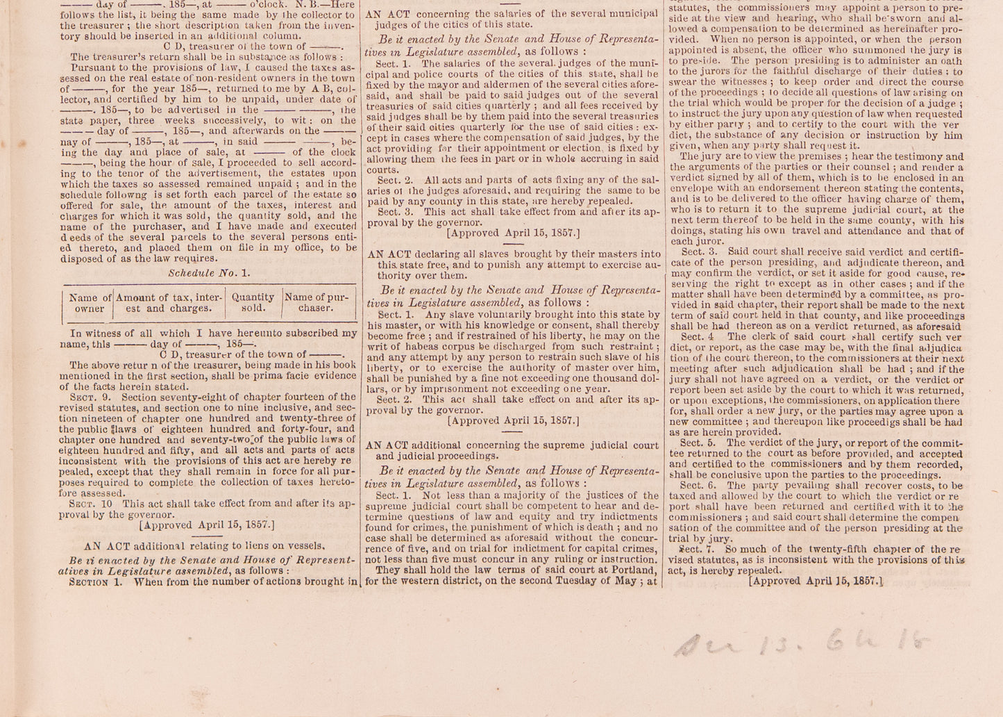1857 DRED SCOTT. State of Maine Defies Supreme Court and Grants Freedom All Slaves. Rare.