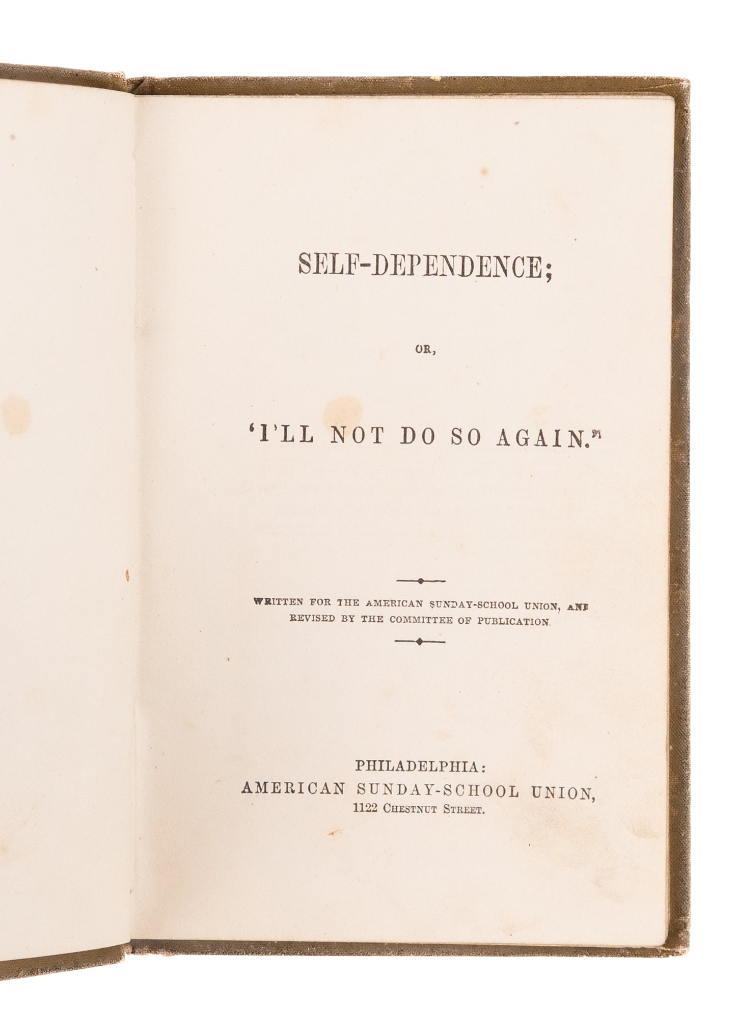 1850 AMERICAN SUNDAY SCHOOL UNION. Four Volumes Including a Sunday School Teacher Memoir