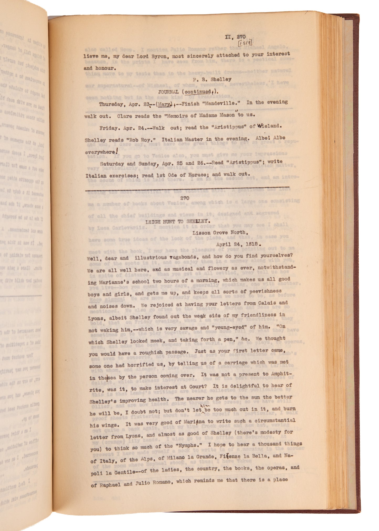 1882 MARY SHELLEY & PERCY SHELLEY. A Unique Typescript of the Dowden-Wise MSs - Frankenstein, Lord Byron, & More.