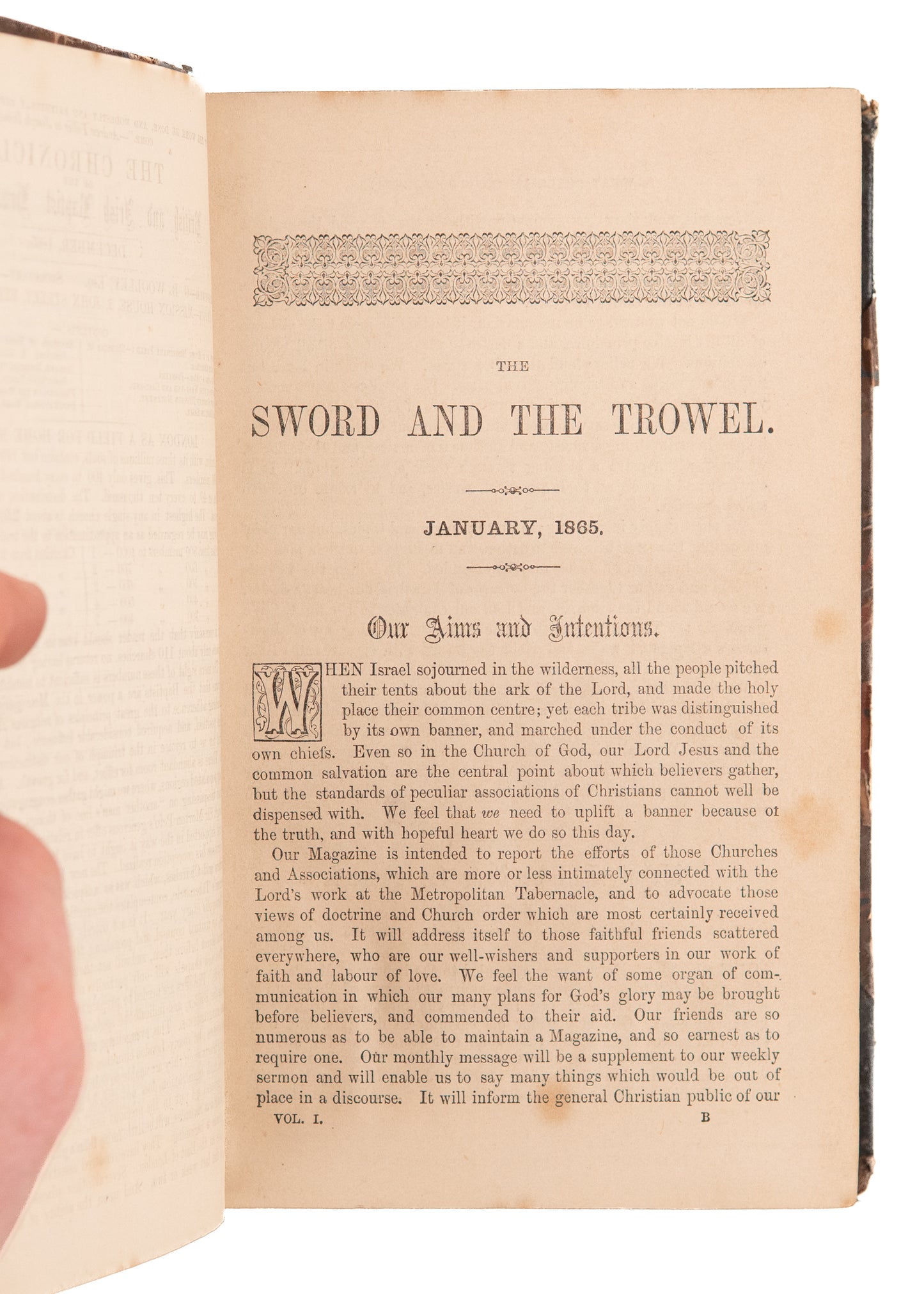1865 C. H. SPURGEON. The Sword and the Trowel. First Edition of First Year Ever Issued.