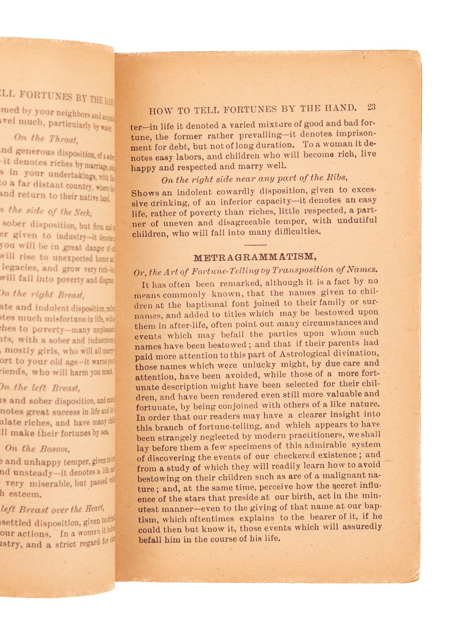 1898 A. ANDERSON. How to Tell Fortunes by Hand. Very Rare on Reading Moles & Scars.