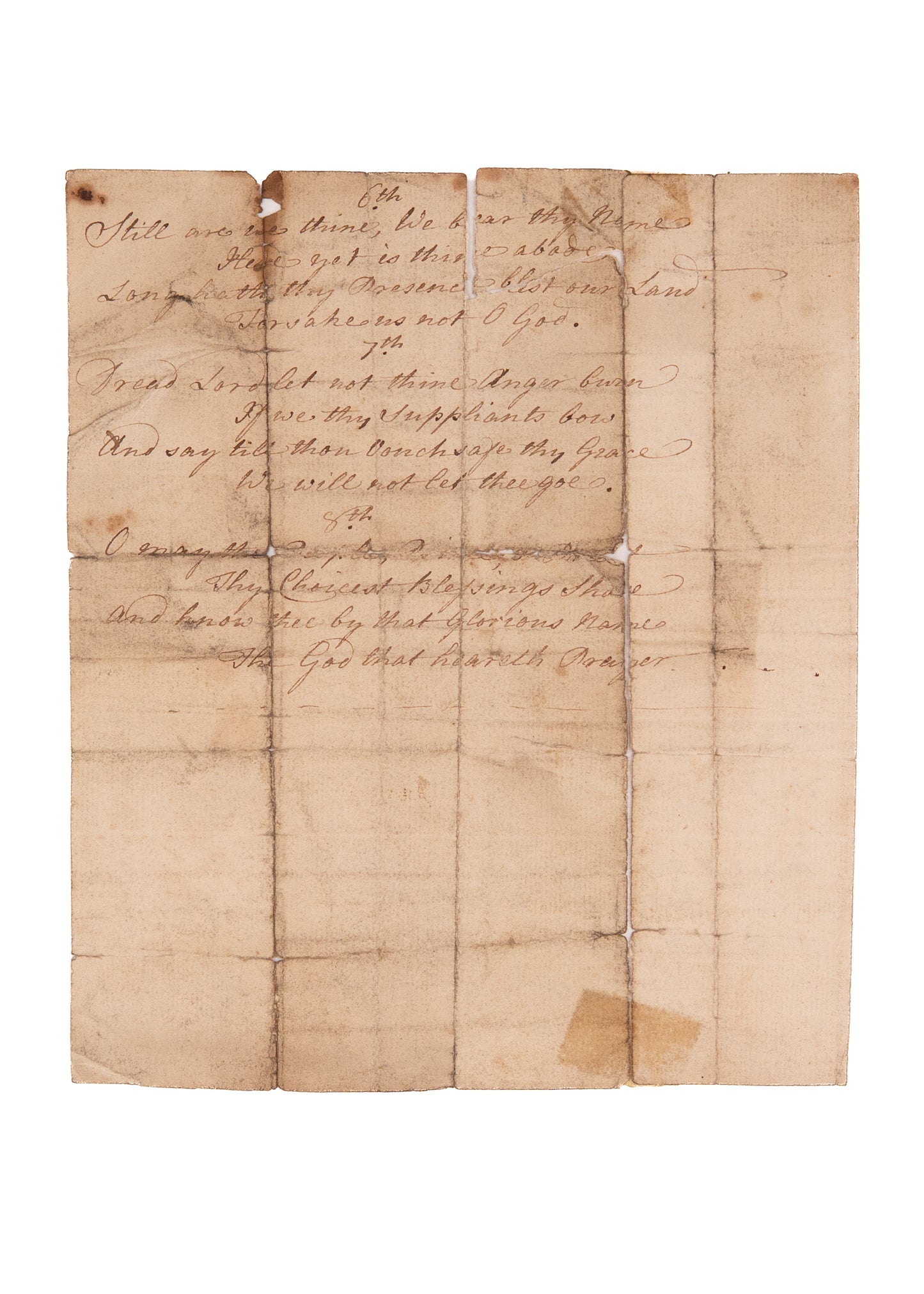 1740 ELIZABETH SCOTT. 8 Stanza MSs Hymn by Signifanct Female Hymnist of Great Awakening.