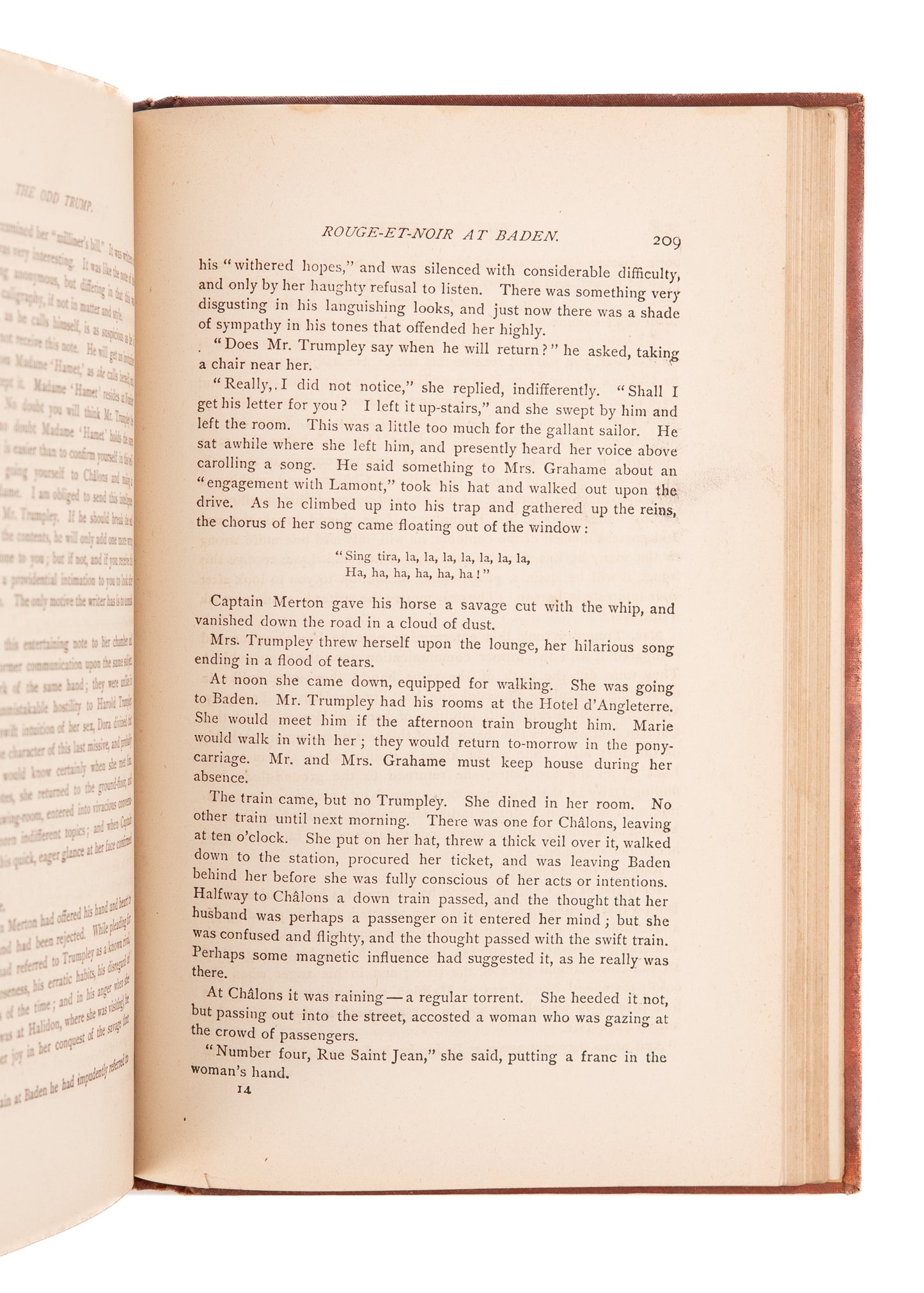 1876 THE ODD TRUMP. Rare Victorian Novel Following Hero "Trump" and His Love-Nemesis, "Clinton."