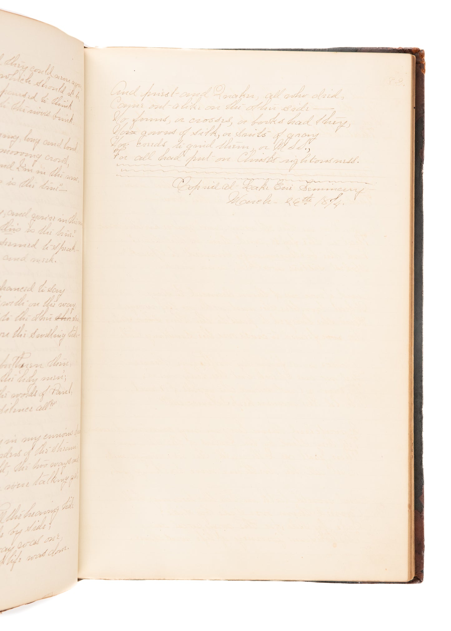 1869 LAKE ERIE FEMALE SEMINARY. Original Poetry by Students. Hub of Suffrage & Abolition.