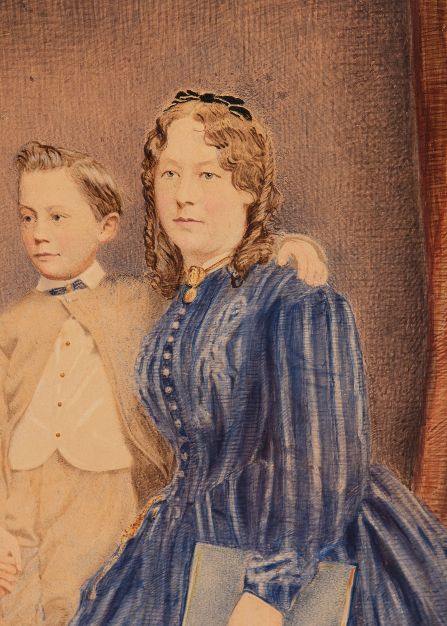 1861 SUSANNAH SPURGEON. Superb Painting of Susannah Spurgeon & Her Boys. Owned Spurgeon Family.