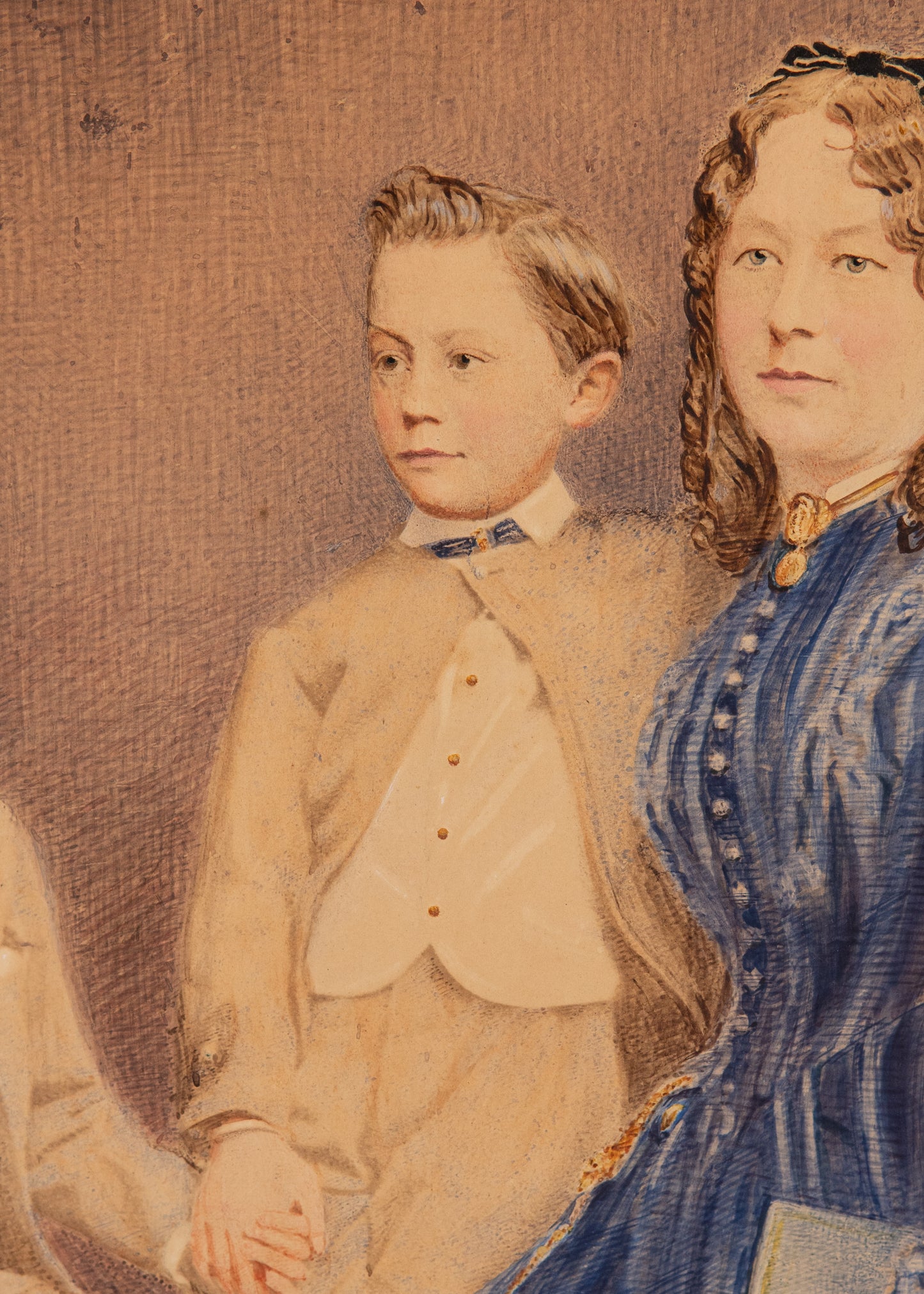 1861 SUSANNAH SPURGEON. Superb Painting of Susannah Spurgeon & Her Boys. Owned Spurgeon Family.
