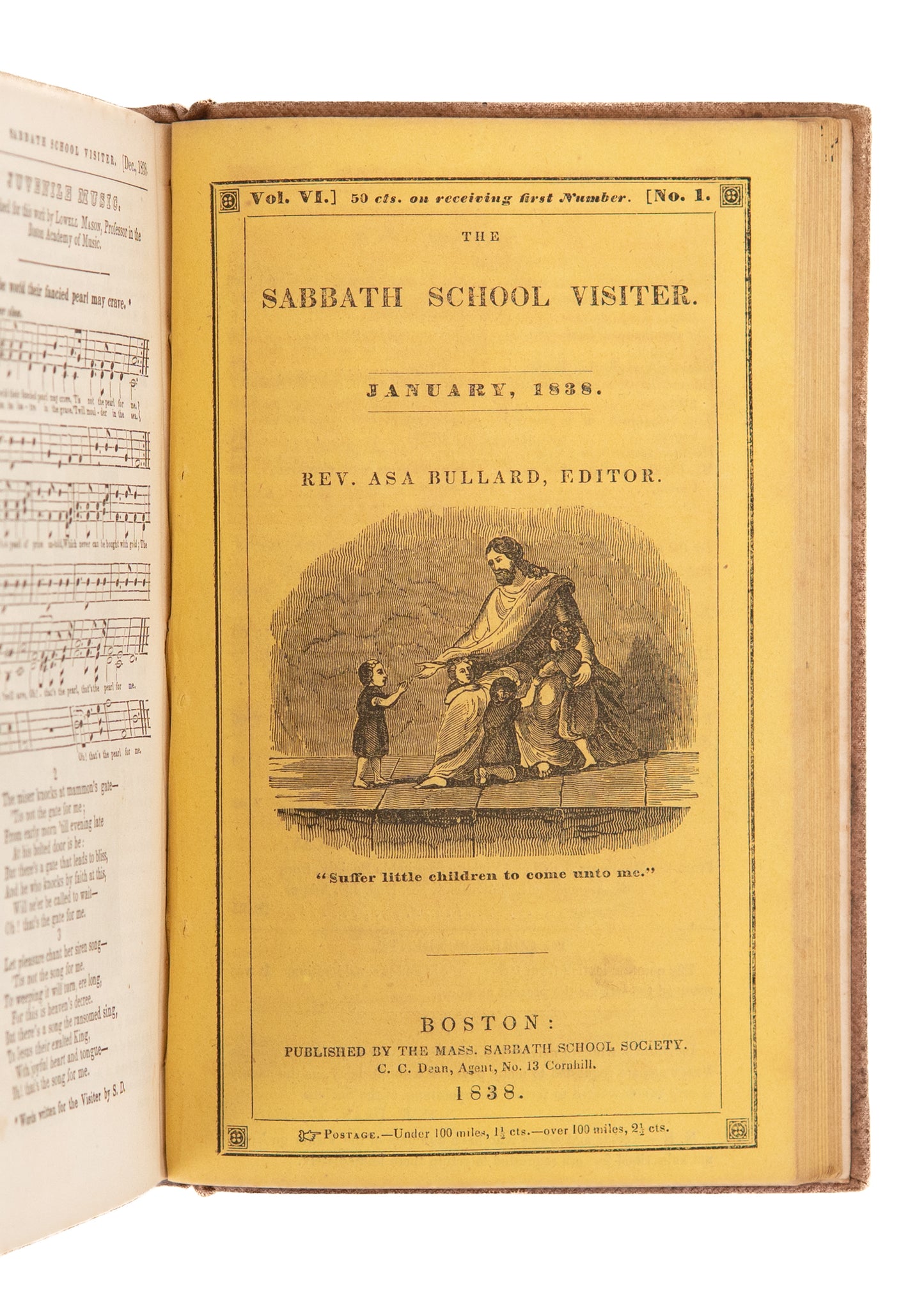 1838 ASA BULLARD. Sabbath School Visiter. Excellent Hawaii Content - Revivals among Children - Emily Dickinson.