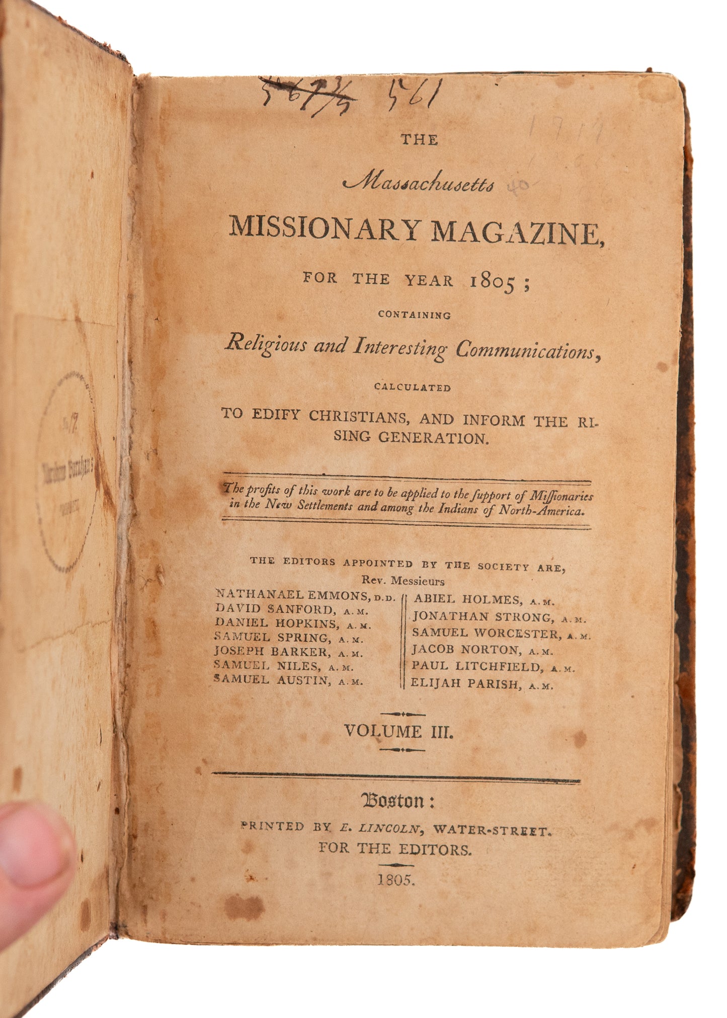 1805 MASSACHUSETTS MISSIONARY MAG. Revivals, Miraculous Dreams, Negro Preachers, &c