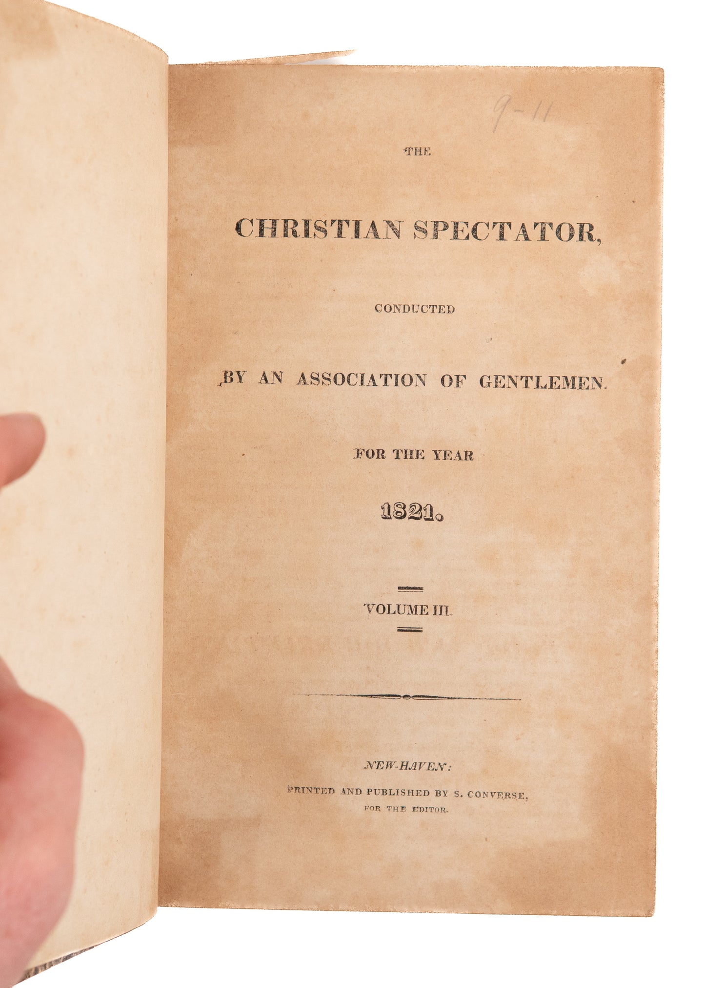 1821 CHRISTIAN SPECTATOR. Second Great Awakening - Insane Asylums - Hawaii - Choctaw Indians &c.