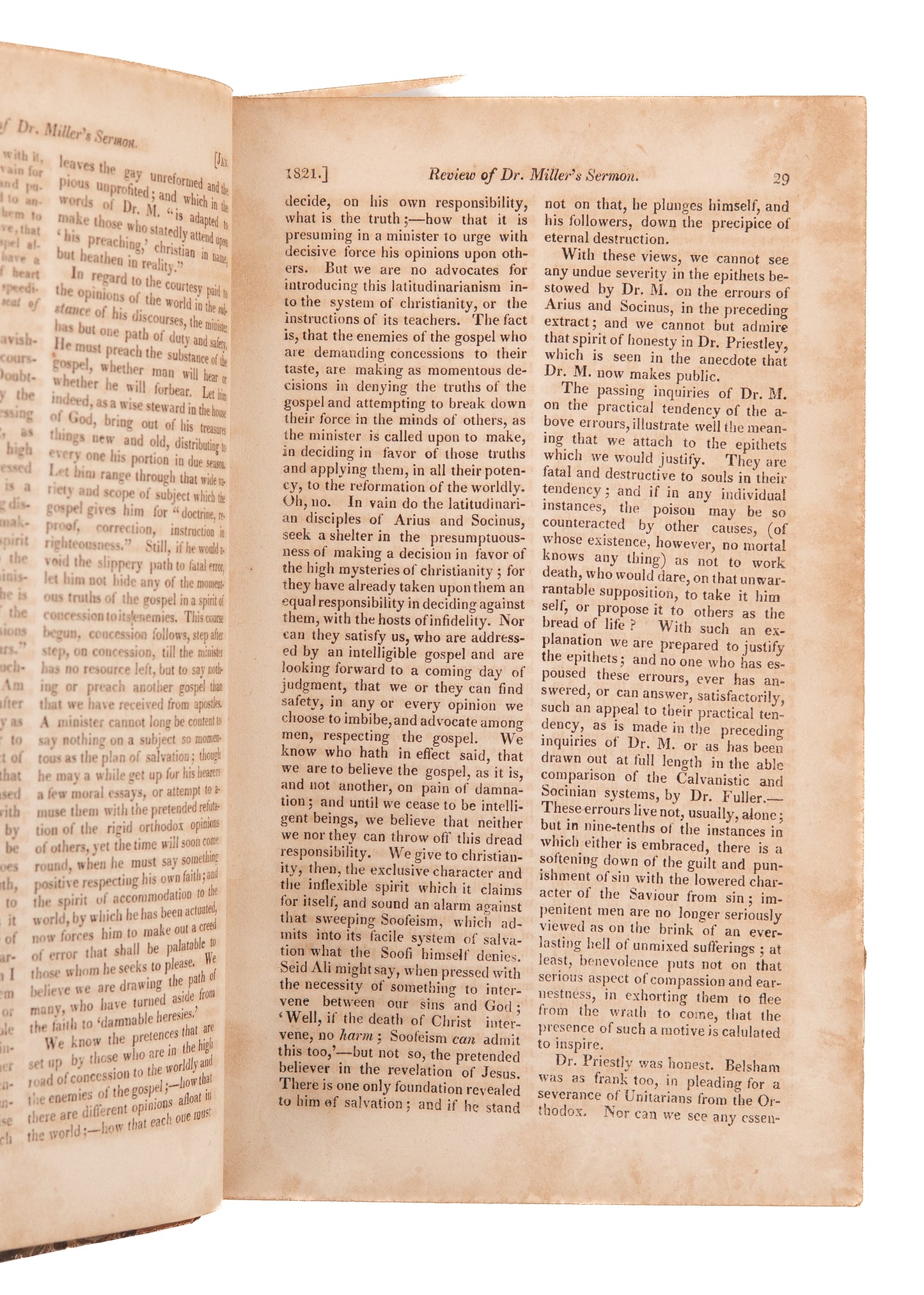 1821 CHRISTIAN SPECTATOR. Second Great Awakening - Insane Asylums - Hawaii - Choctaw Indians &c.
