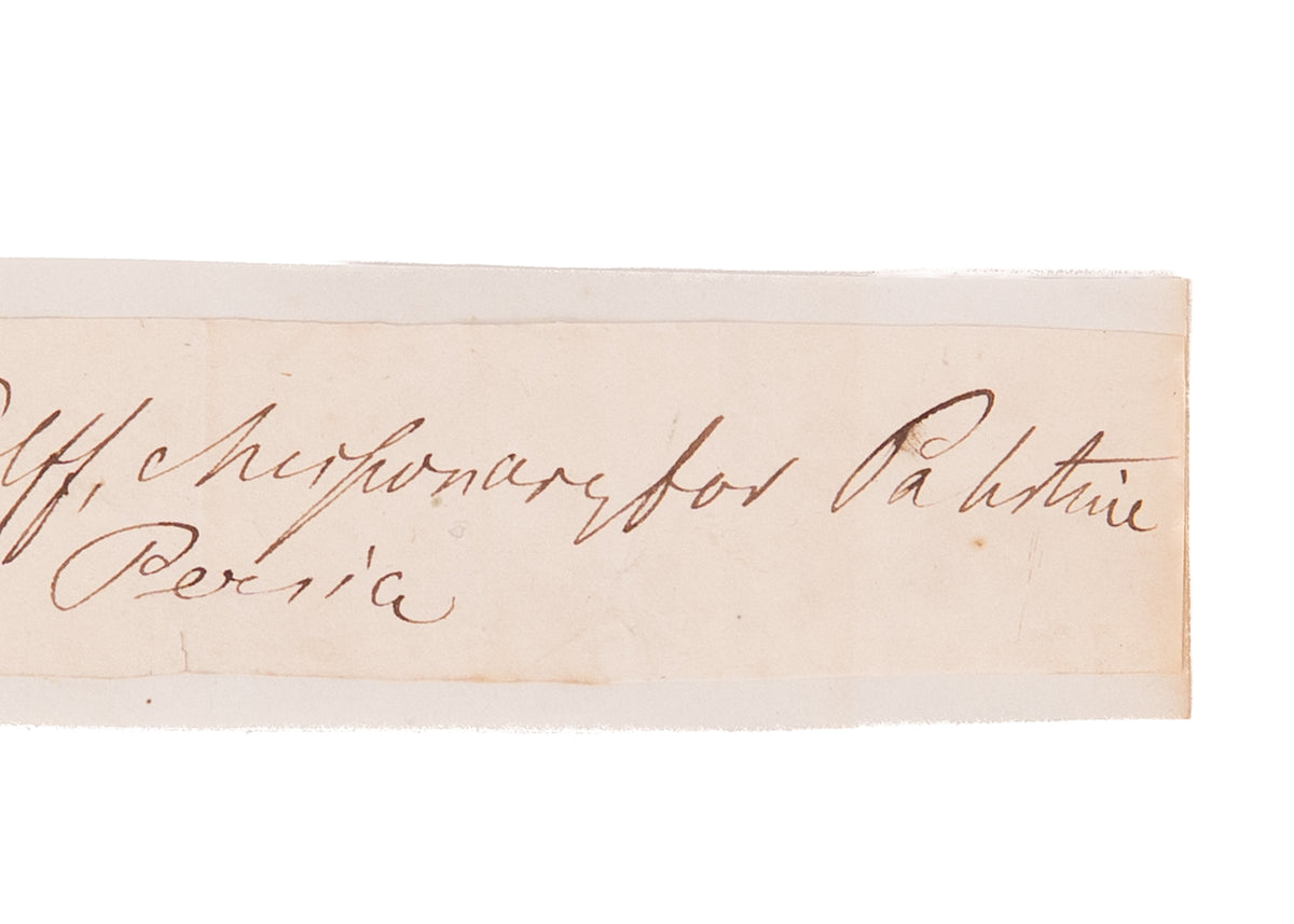 1843 JOSEPH WOLFF. Autograph of Jewish Convert & Millenarian Missionary - Lost Tribes of Israel.