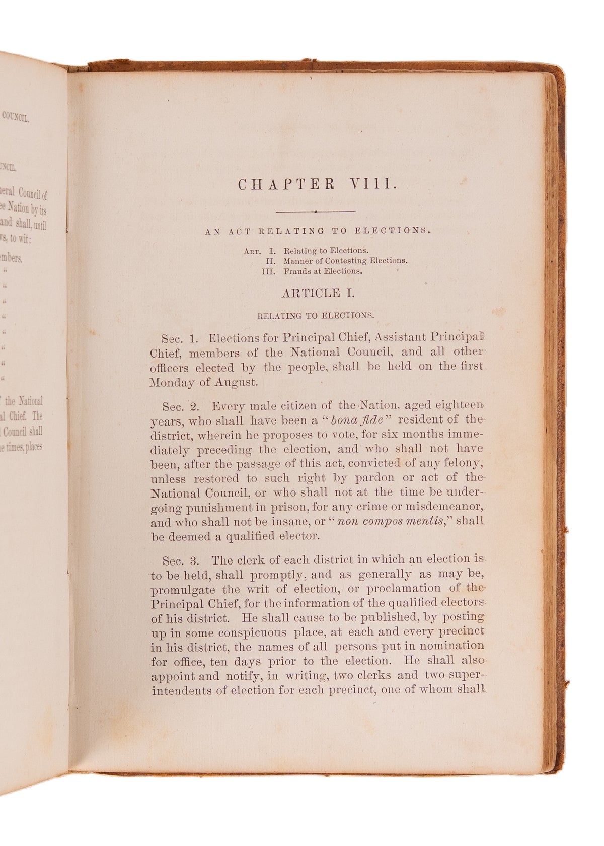 1875 CHEROKEE CONSTITUTION. The Constitution and Laws of the Cherokee Nation w/ First-Hand MSs Note