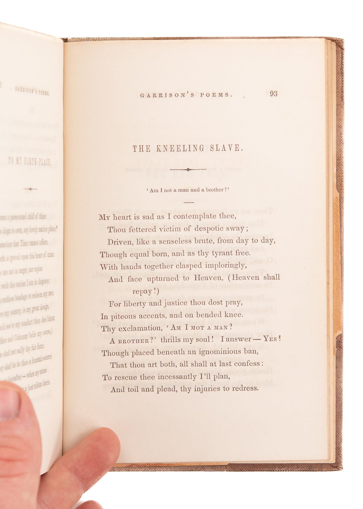 1843 William Lloyd Garrison. Sonnets and Other Poems on the Abolition of Slavery. Abolitionist Provenance.
