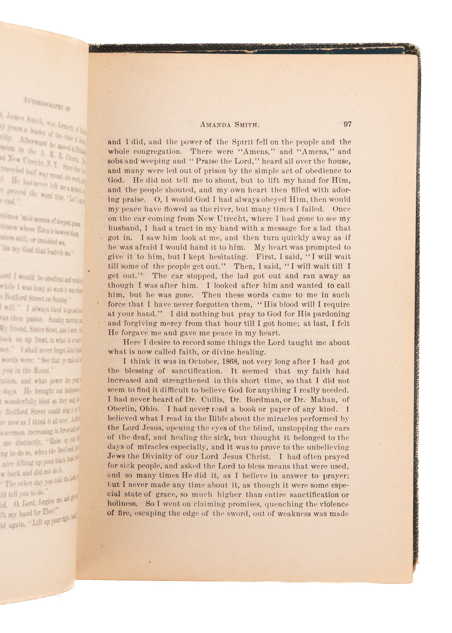 1893 MRS. AMANDA SMITH. Lord's Dealings with Amanda Smith - The Colored Evangelist. First Edition.