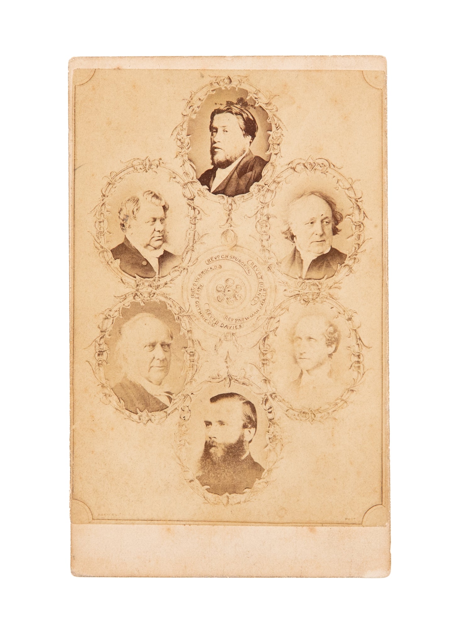 c.1870 C. H. SPURGEON. Rare Carte de Visite on Prominent London Preachers w/ Spurgeon at the Top.