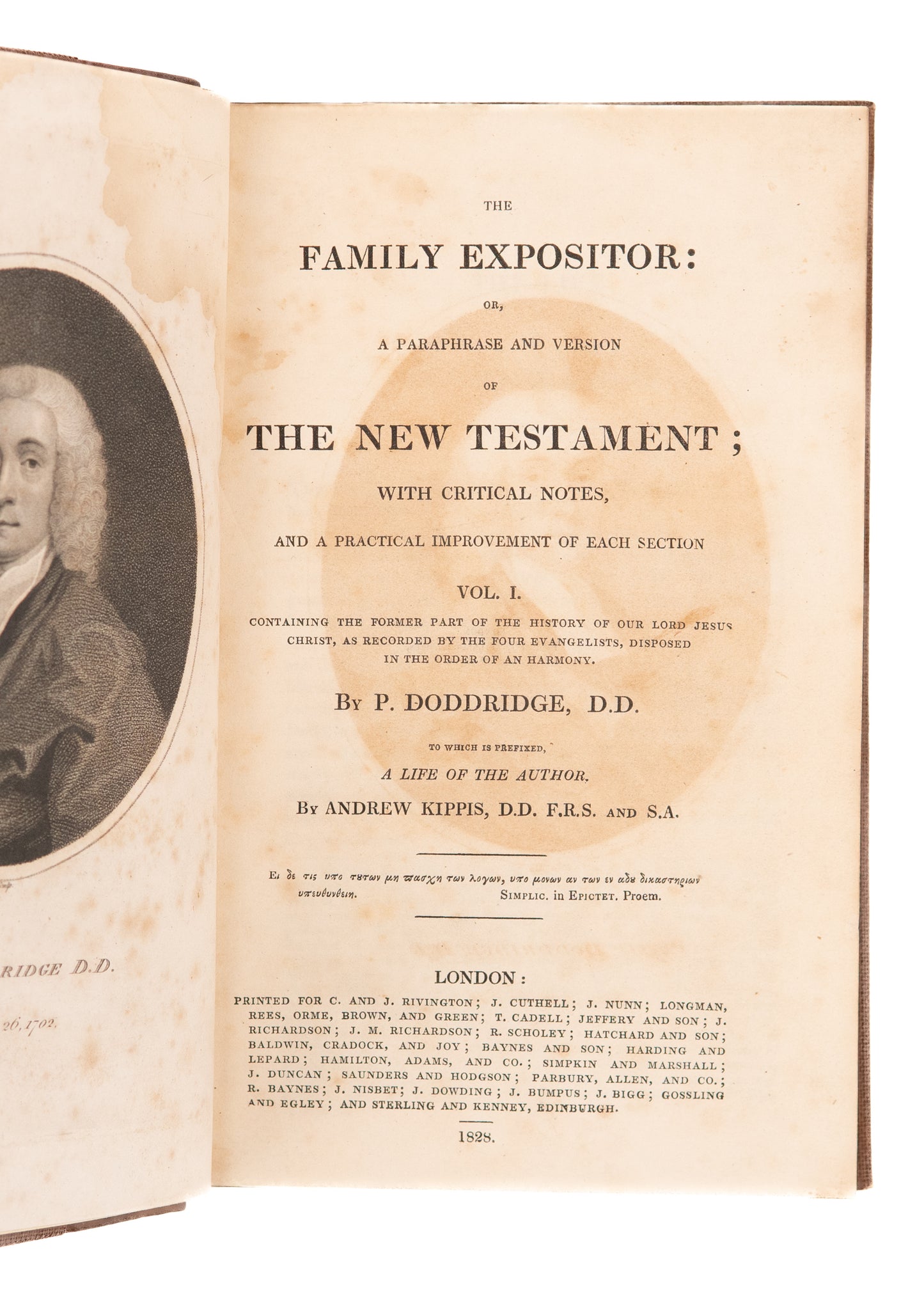 1828 PHILIP DODDRIDGE. The Family Expositor: The New Testament Gospels in Two Volumes.