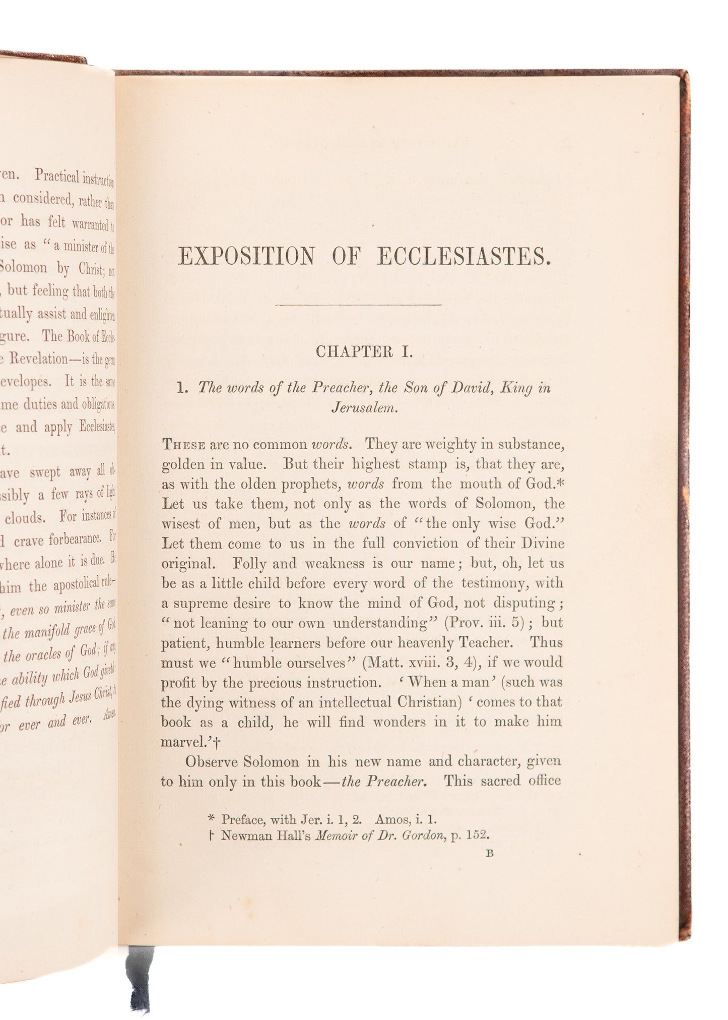 1860 CHARLES BRIDGES. An Exposition on the Book of Ecclesiastes. Spurgeon Recommended.