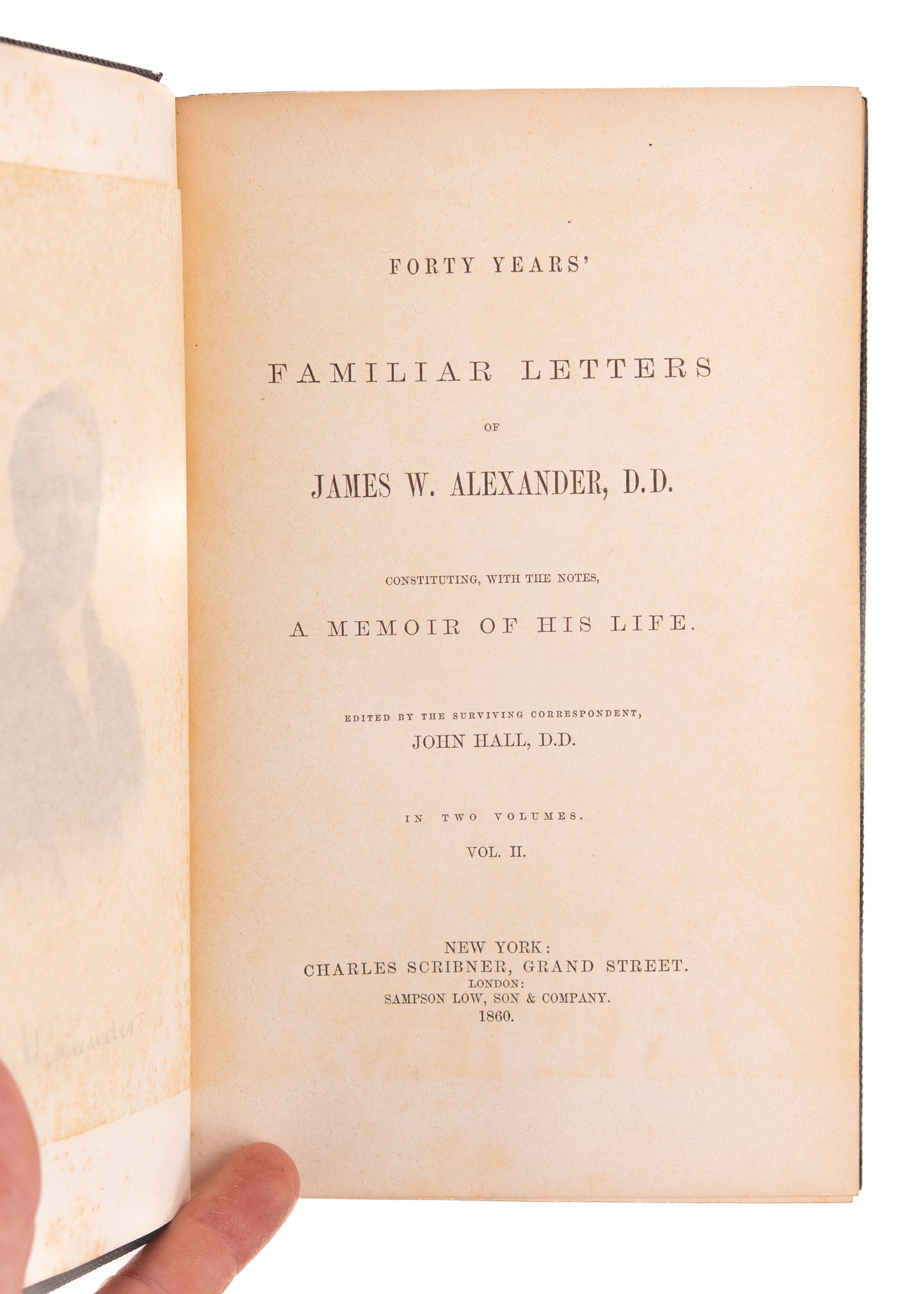 1860 J. W. ALEXANDER. Correspondence of Princeton Divine, J. W. Alexander. Revival, Slavery, &c.