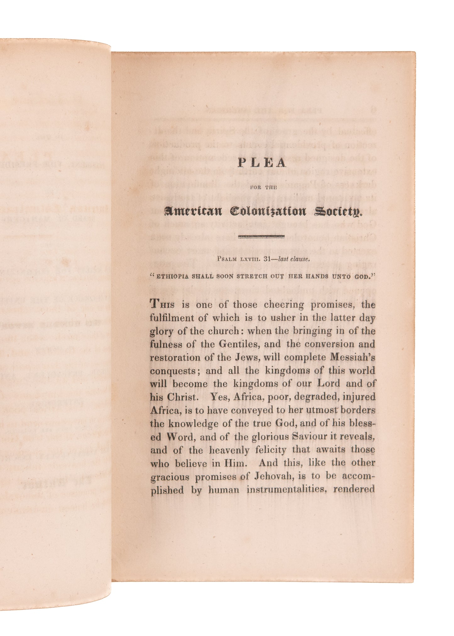 1832 LIBERIA - SLAVERY. A Plea for the American Colonization Society by James Milnor.