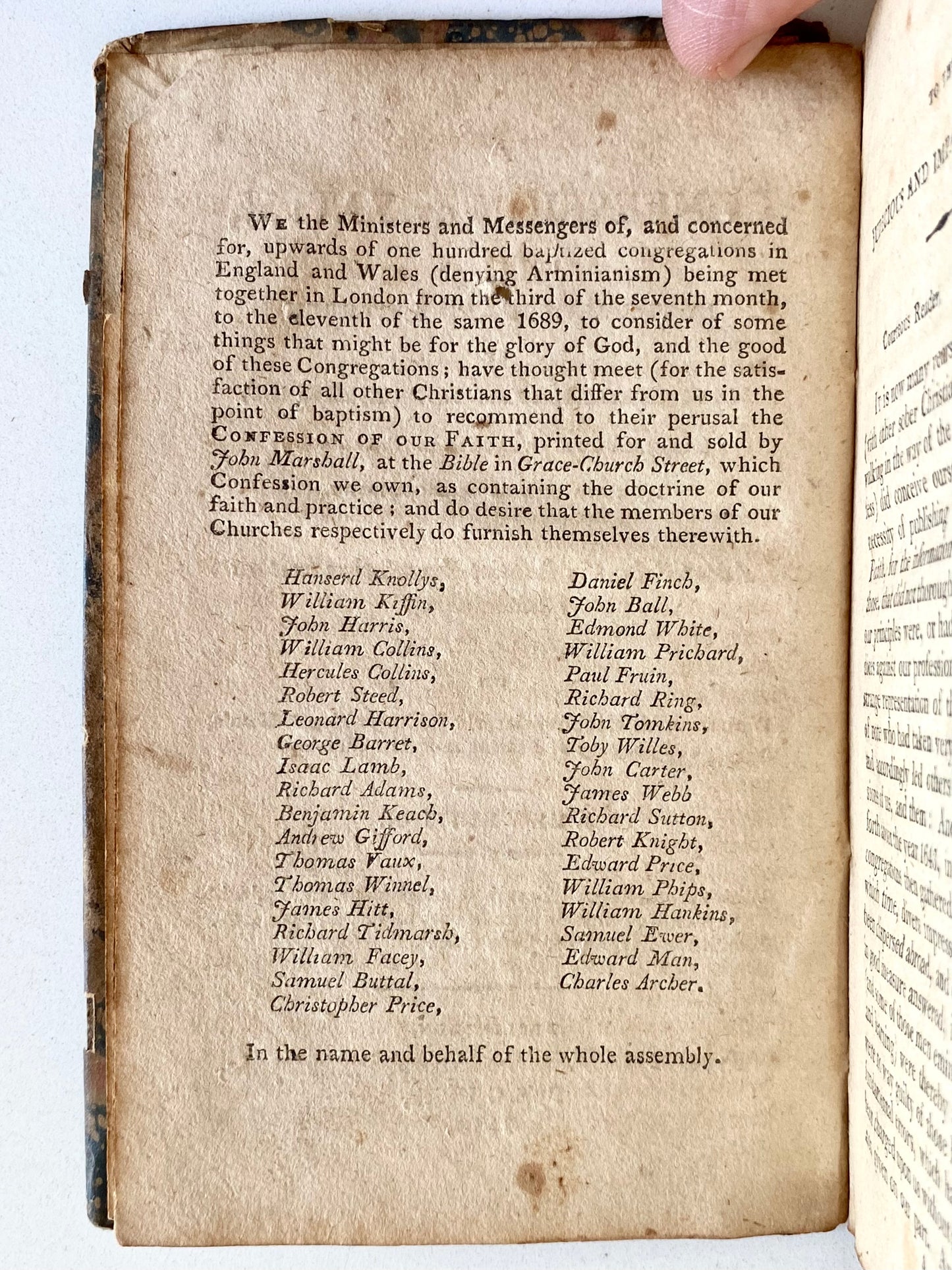 1742/1810 BAPTIST CONFESSION. Rare Early American Edition of Baptist Confession of Faith w/Extras!