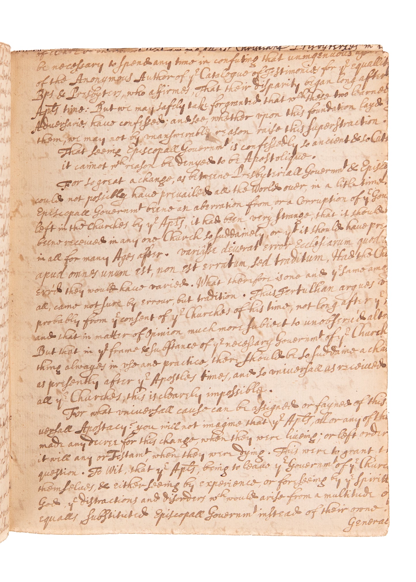 1644 WILLIAM CHILLINGWORTH. Original MSs. Apostolic Origins of Episcopacy - Influenced John Wesley. Anti-Presbyterian.
