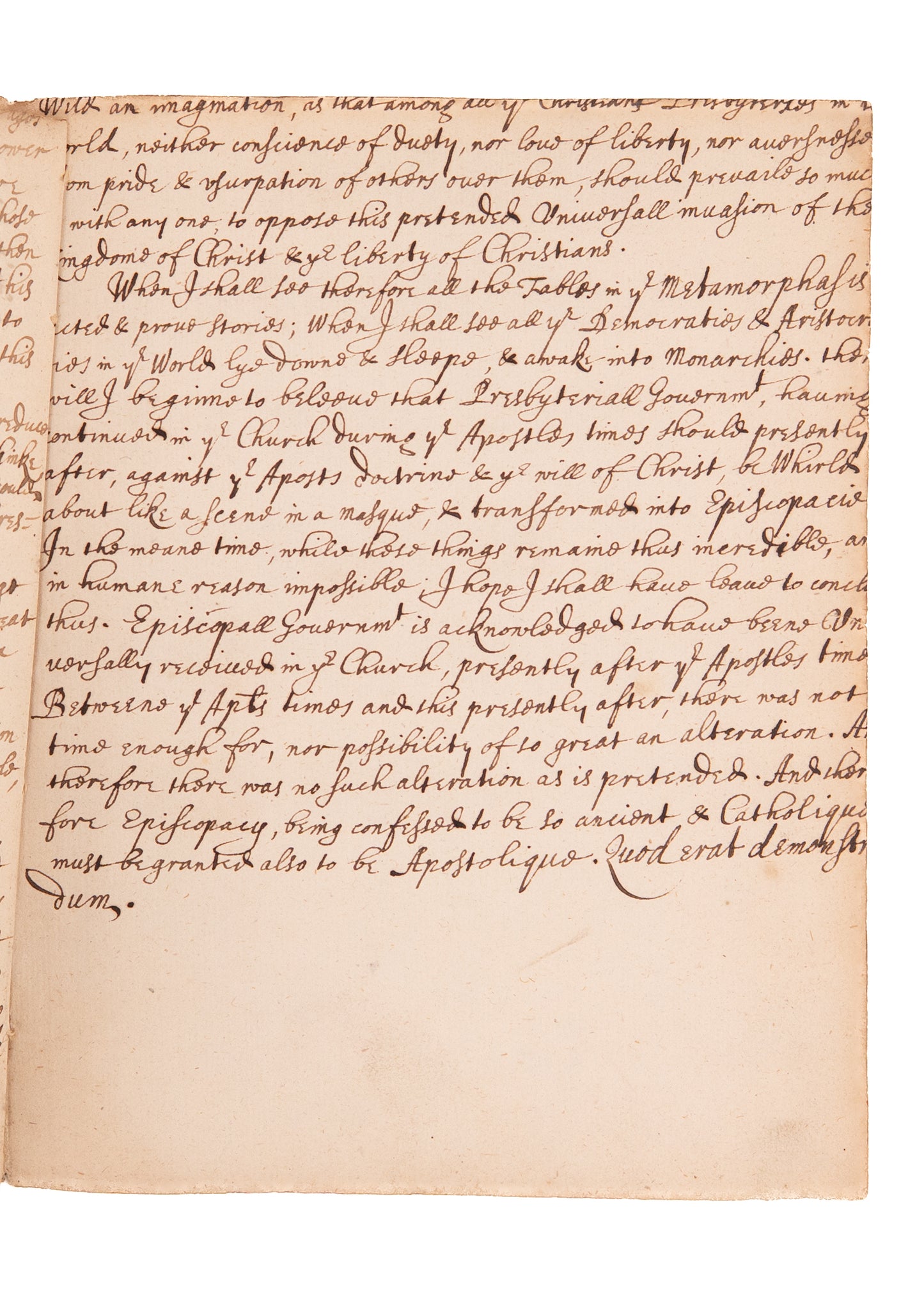 1644 WILLIAM CHILLINGWORTH. Original MSs. Apostolic Origins of Episcopacy - Influenced John Wesley. Anti-Presbyterian.