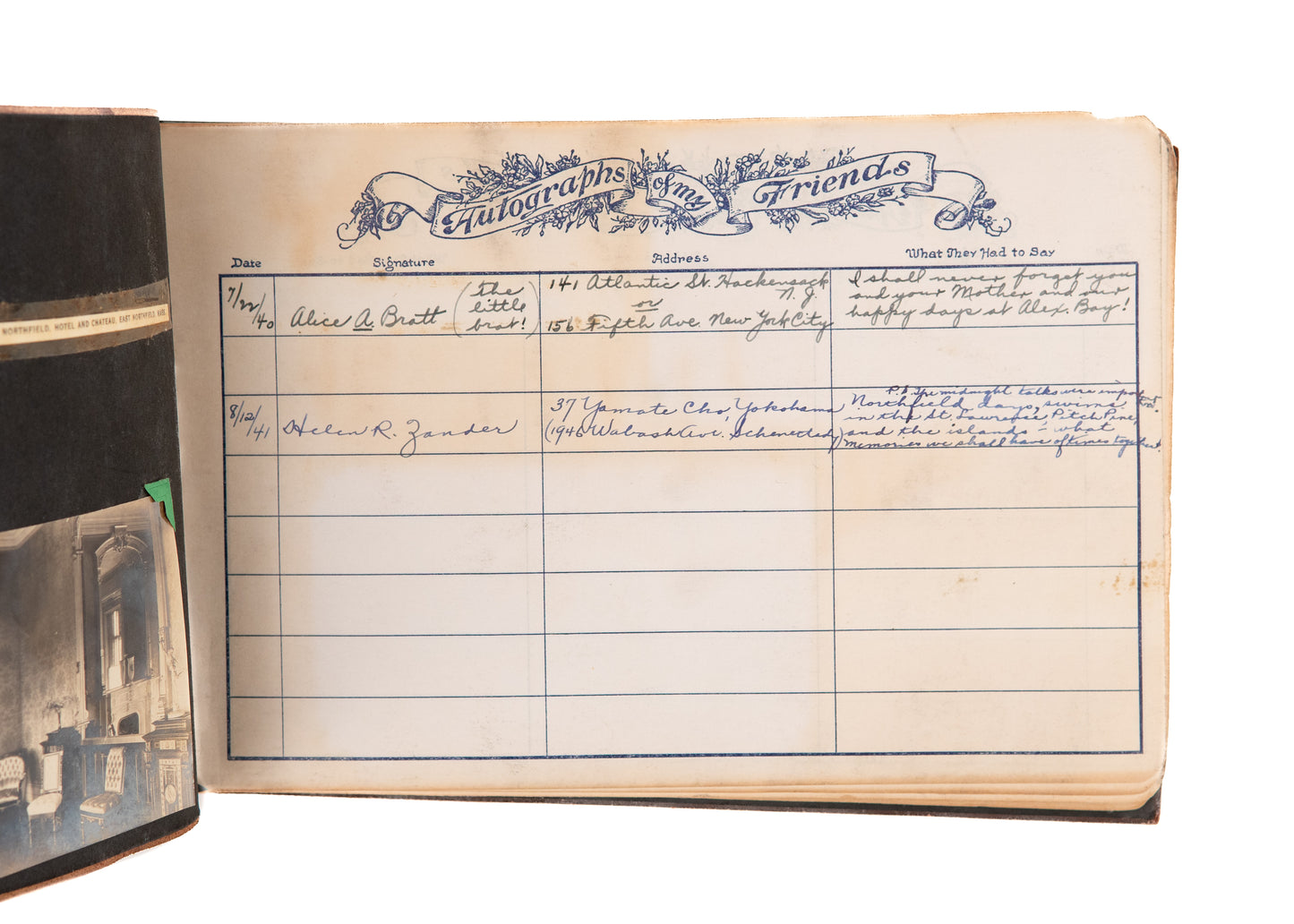 1938-1941 D. L. MOODY. Rare Photograph Album of Northfield Conference for Women.