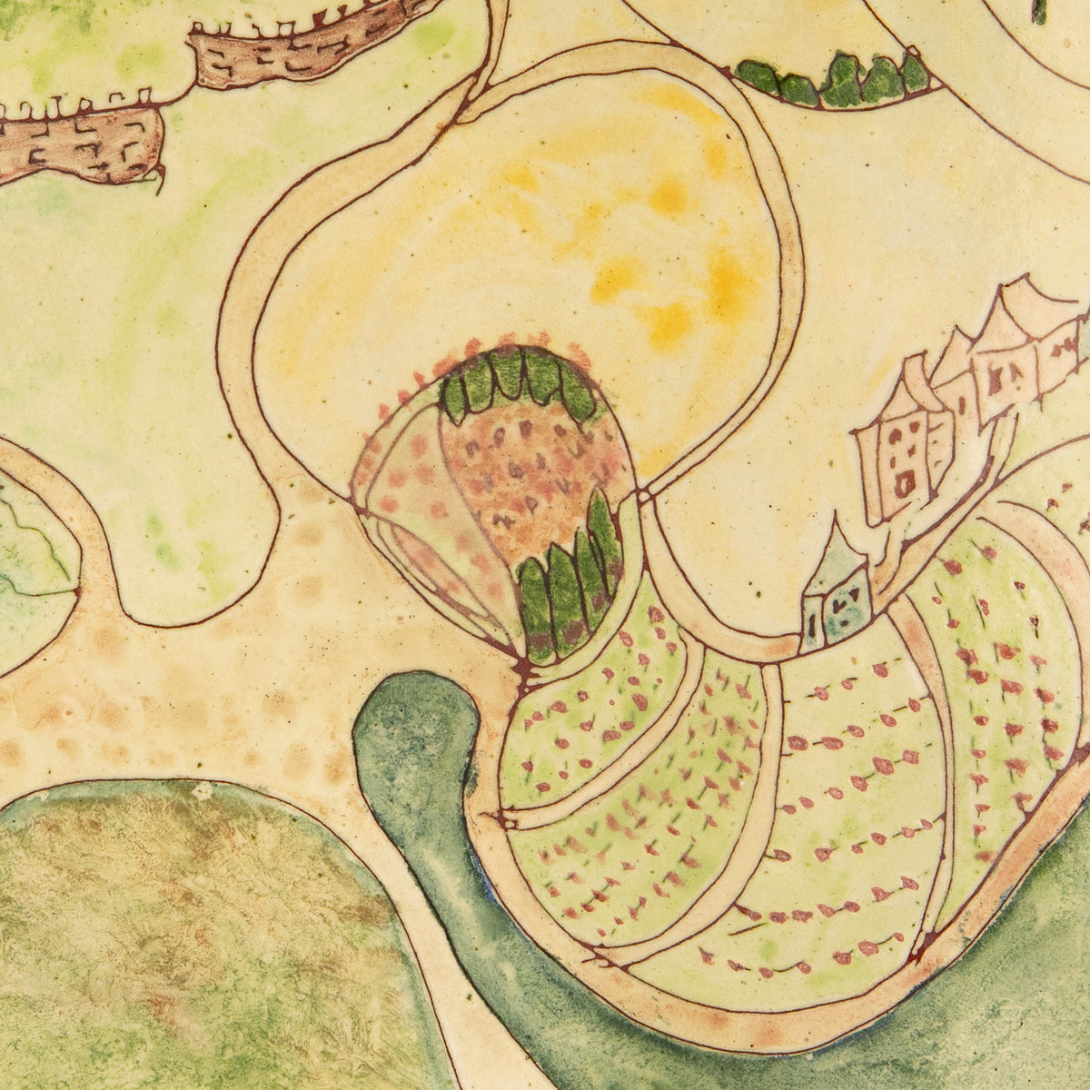 1960's J. R. R. TOLKIEN. Superb Enamel on Copper of Hobbiton Crafted in an American Interracial Peace Colony.