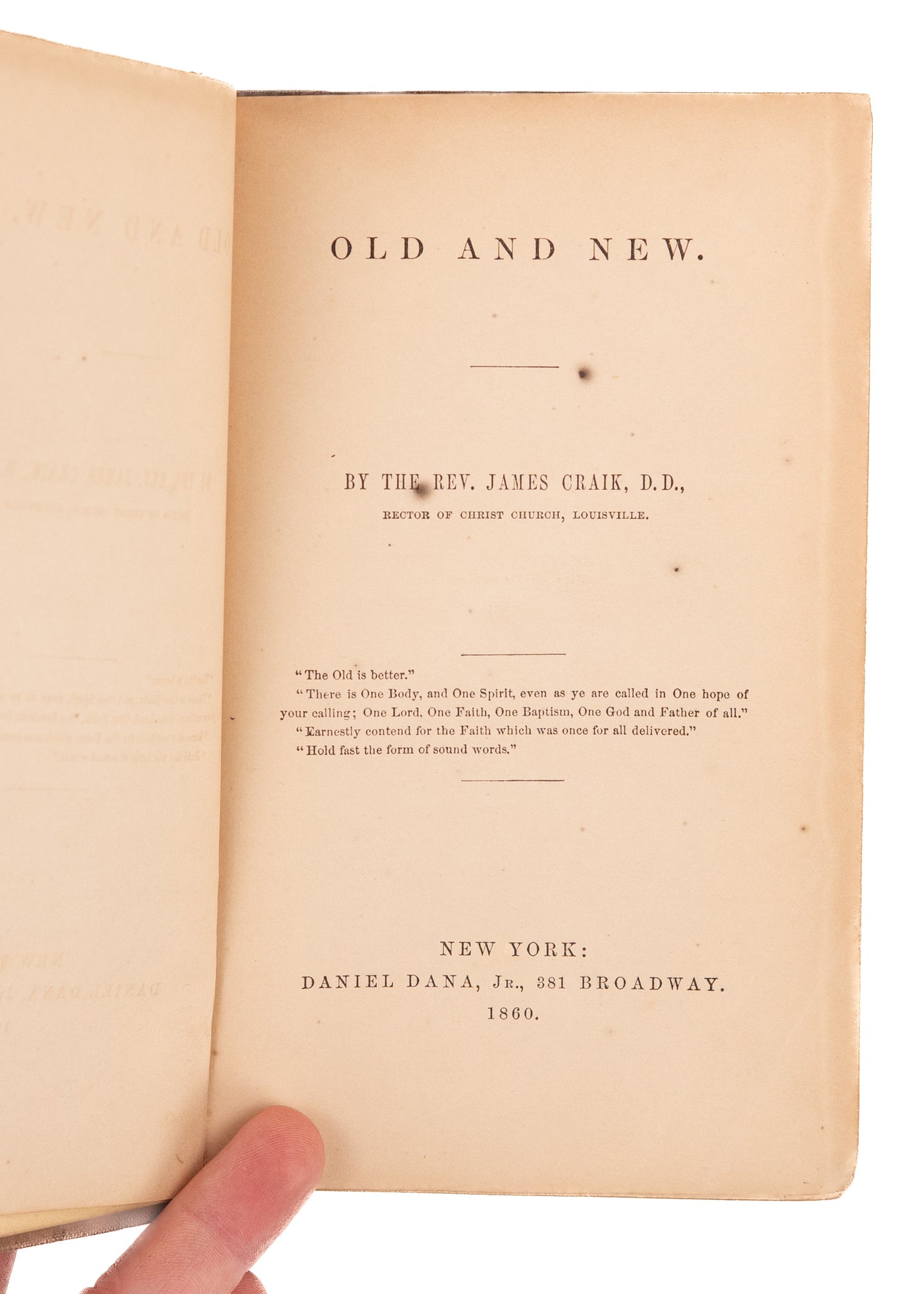 1860 JAMES CRAIK. Old and New. Rare Louisville, Kentucky Anti-Catholic Work.